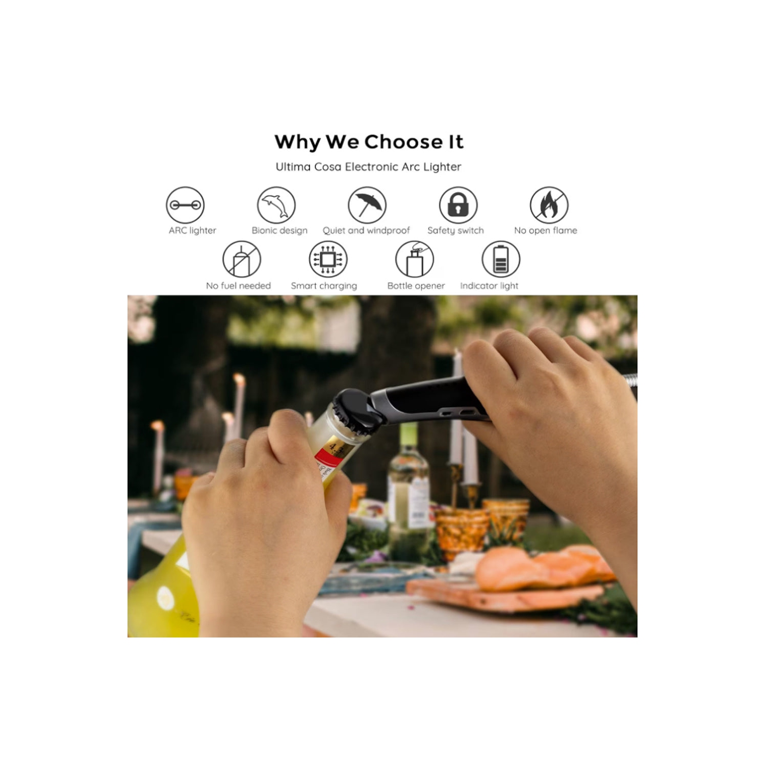 Briquet USB rechargeable UC-ELP Arc plus électronique d'Ultima Cosa