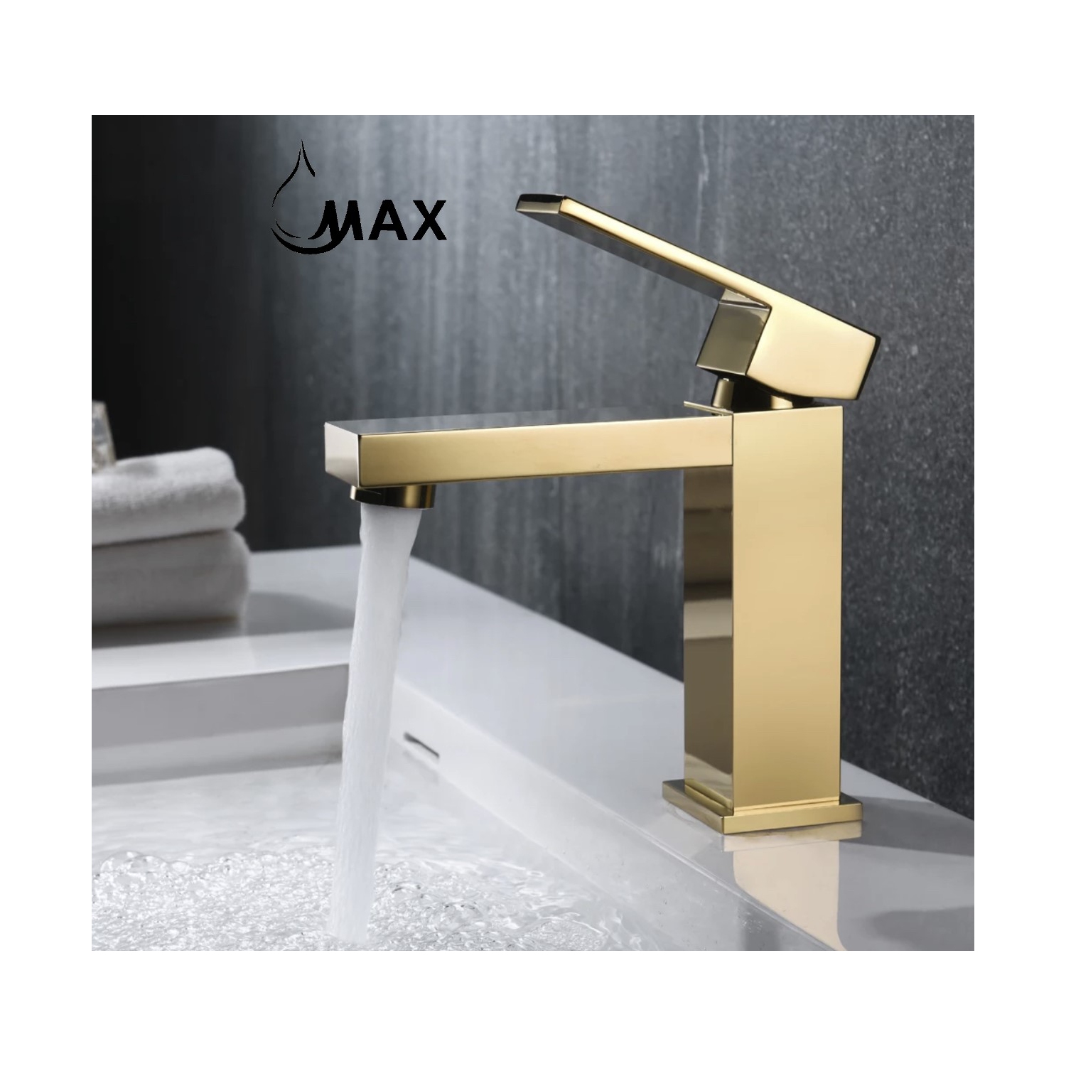 MAX Faucets Elegance – robinet de salle de bain carré au fini doré brossé