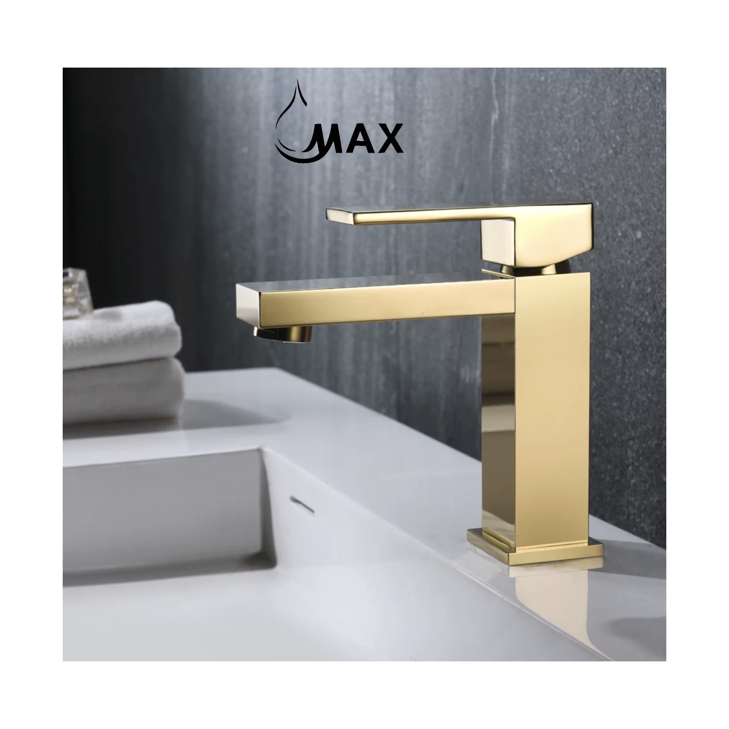 MAX Faucets Elegance – robinet de salle de bain carré au fini doré brossé