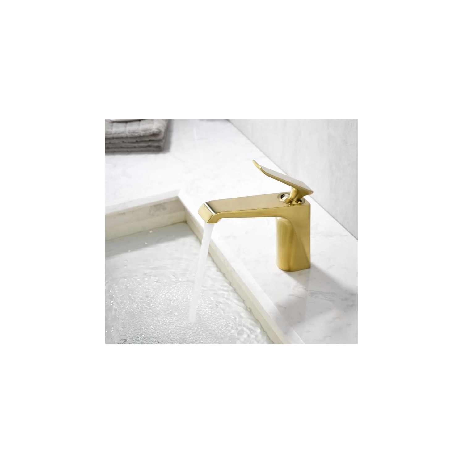 MAX Faucets robinet de salle de bain moderne à une manette, fini or brossé