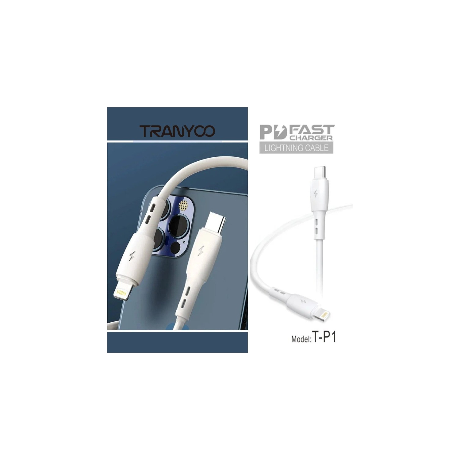 TRANYOO Fast charger Type C To lighting cable PD To Lightning-IOS 1m 3A T-P1