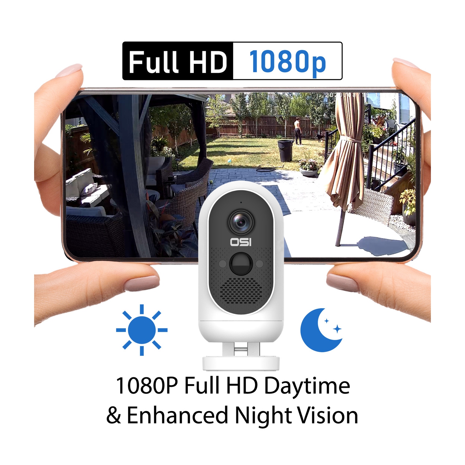 Open Box - OSI Wire-Free 1080p WiFi Battery Camera w/ Solar Panel