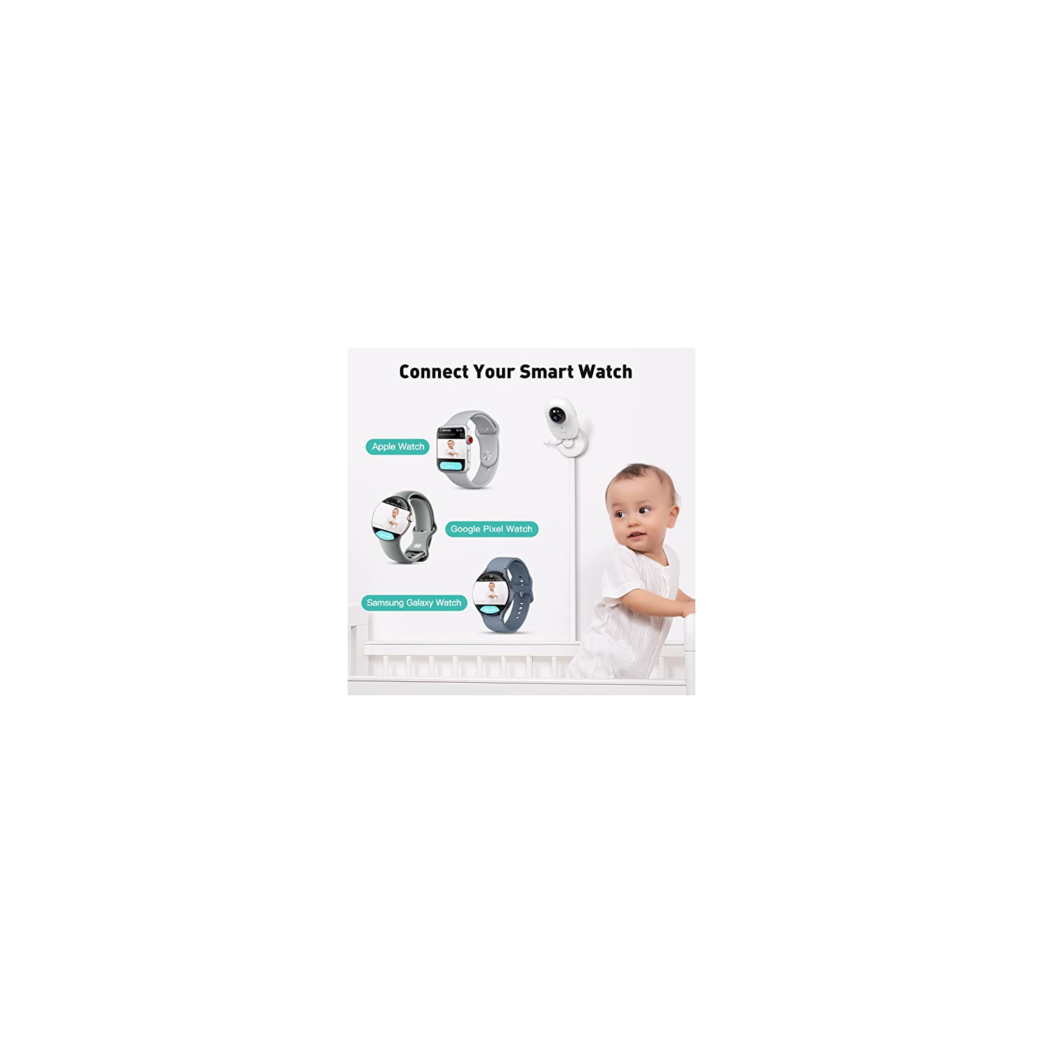 Simyke Smart Baby Monitor - 1080P HD Camera, Smart Watch Connectivity