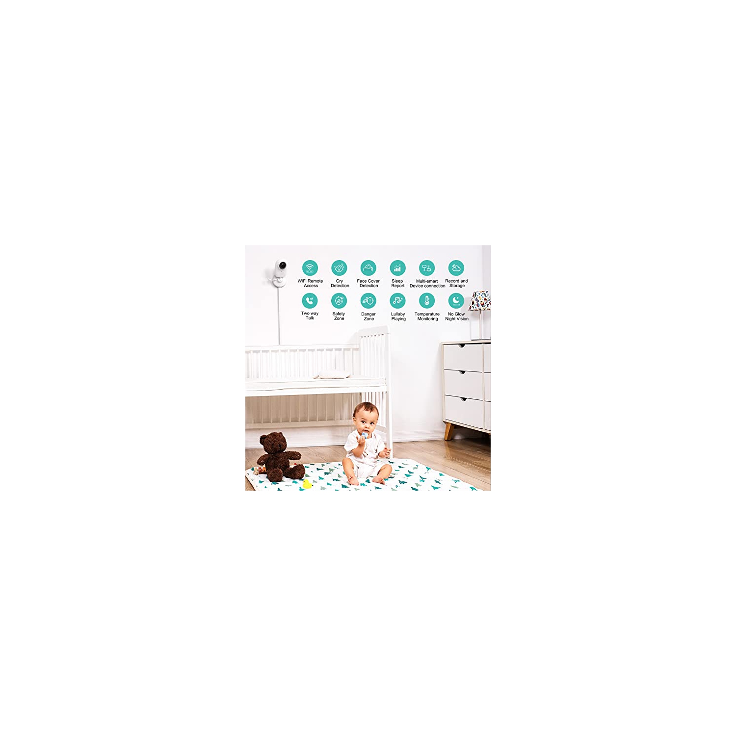 Simyke Smart Baby Monitor - 1080P HD Camera, Smart Watch Connectivity
