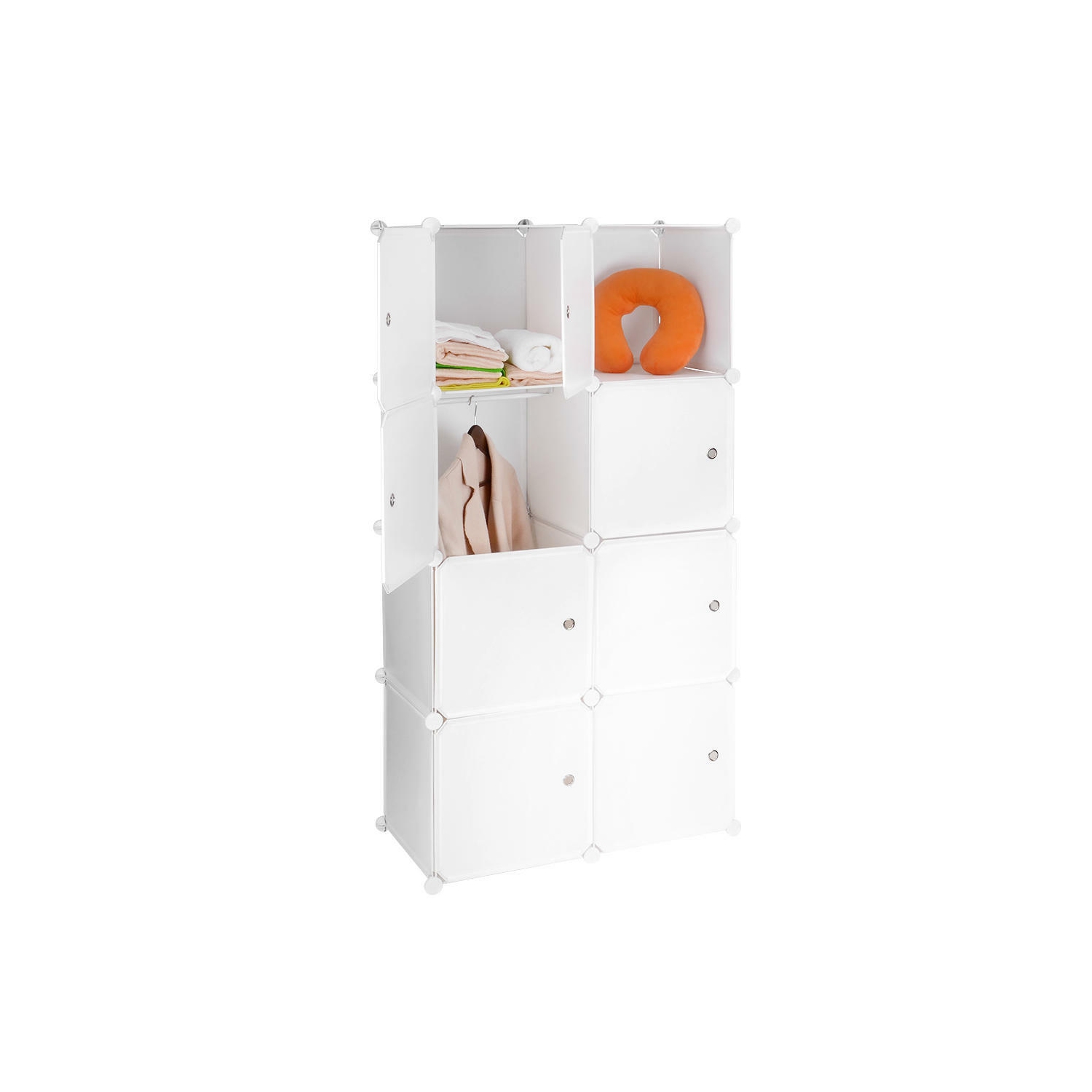8 Cube Multi-Use DIY Portable Closet Organizer ,Modular Cabinet for Hanging Clothes, Armoire Wardrobe with Doors