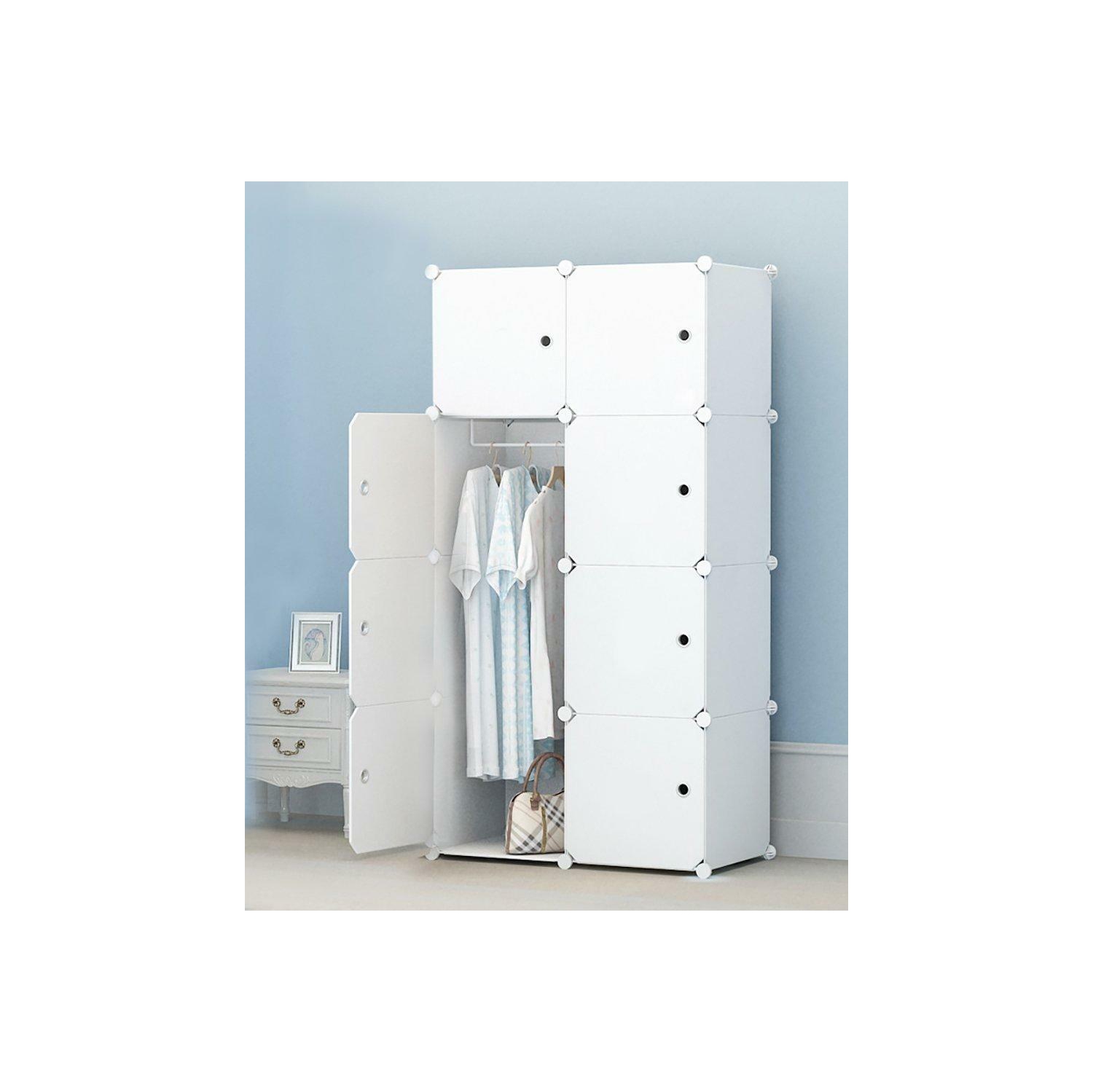 8 Cube Multi-Use DIY Portable Closet Organizer ,Modular Cabinet for Hanging Clothes, Armoire Wardrobe with Doors