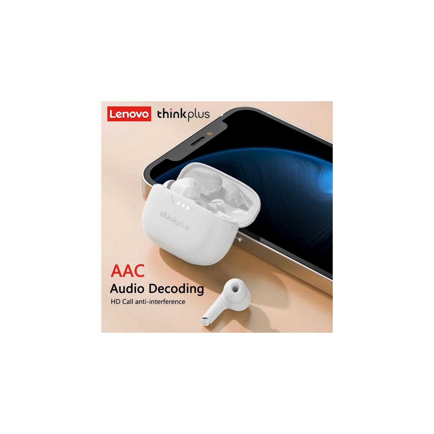 Écouteurs bouton sans fil Bluetooth 5,2 Thinkplus LP3 Pro TWS de Lenovo Écouteurs HFI Sound Reduction HD Call Earbuds - Noir