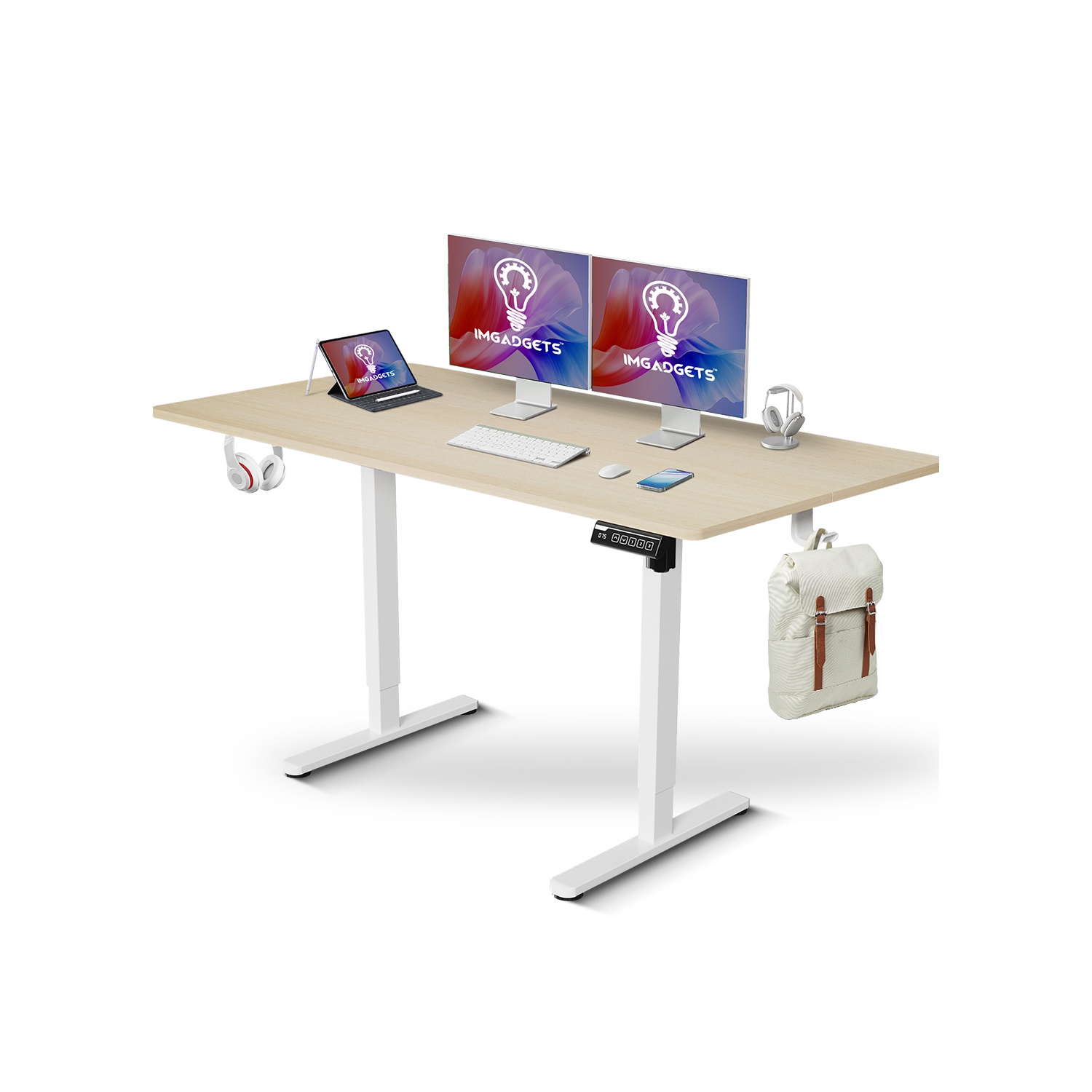 IMGadgets Standing Electric Adjustable Desk with Table Top 47” x 24” | Height Adjustable Desk for Work and Home | 3-Memory Settings, Min Height 28.3"