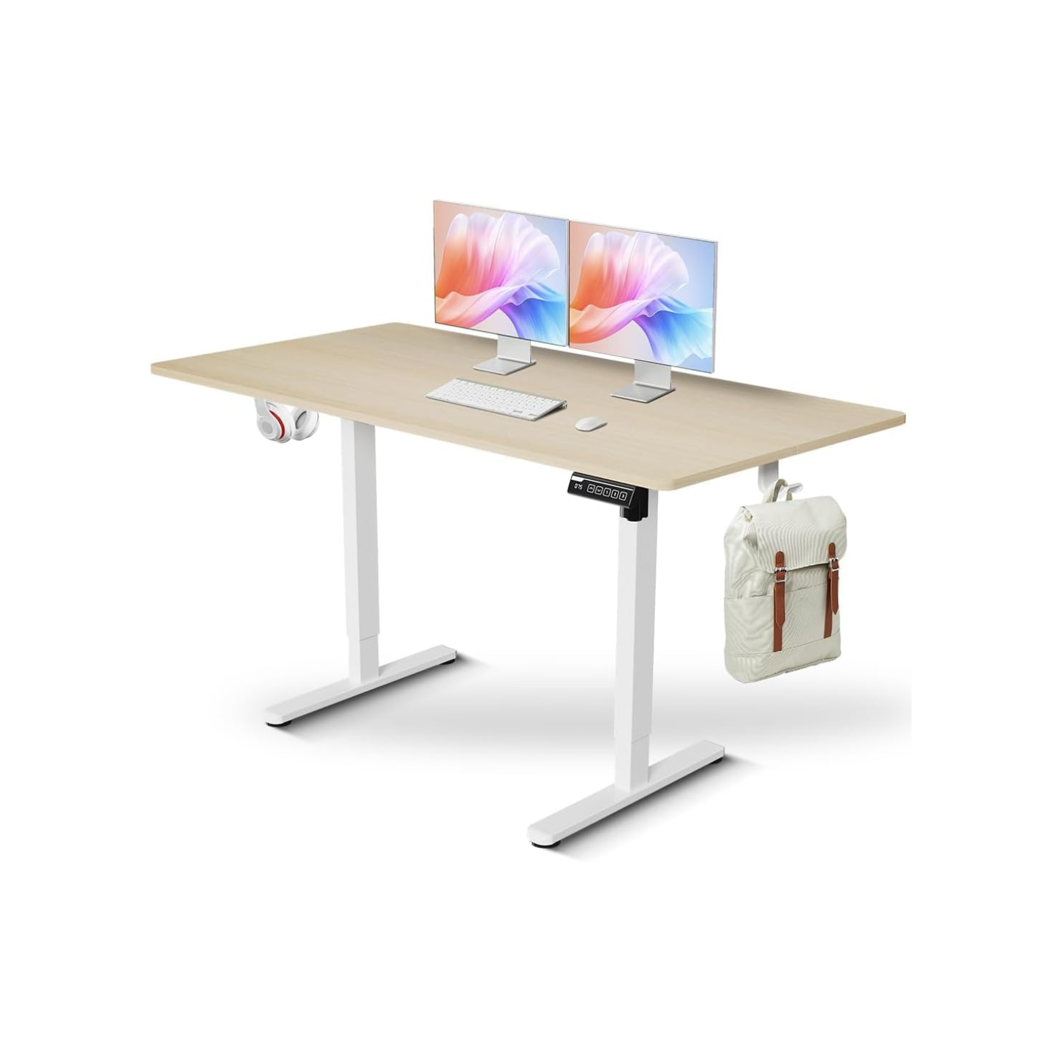 IMGadgets Standing Electric Adjustable Desk with Table Top 47” x 24” | Height Adjustable Desk for Work and Home | 3-Memory Settings, Min Height 28.3" - Max Height 46.5" | 2 Hooks