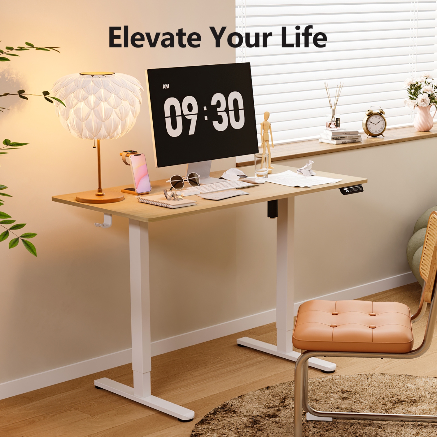 IMGadgets Standing Electric Adjustable Desk with Table Top 47” x 24” | Height Adjustable Desk for Work and Home | 3-Memory Settings, Min Height 28.3"