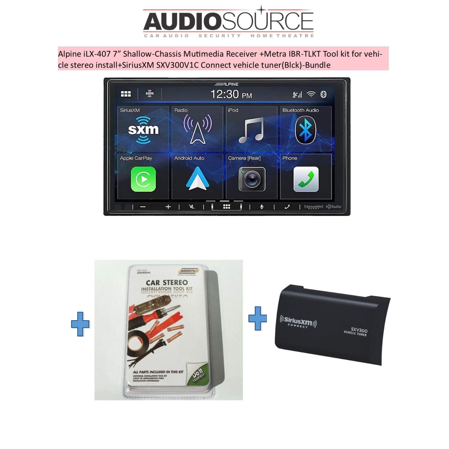 Alpine iLX-407 7” Shallow-Chassis Mutimedia Receiver +Metra IBR-TLKT Tool kit for vehicle stereo install+SiriusXM SXV300V1C Connect vehicle