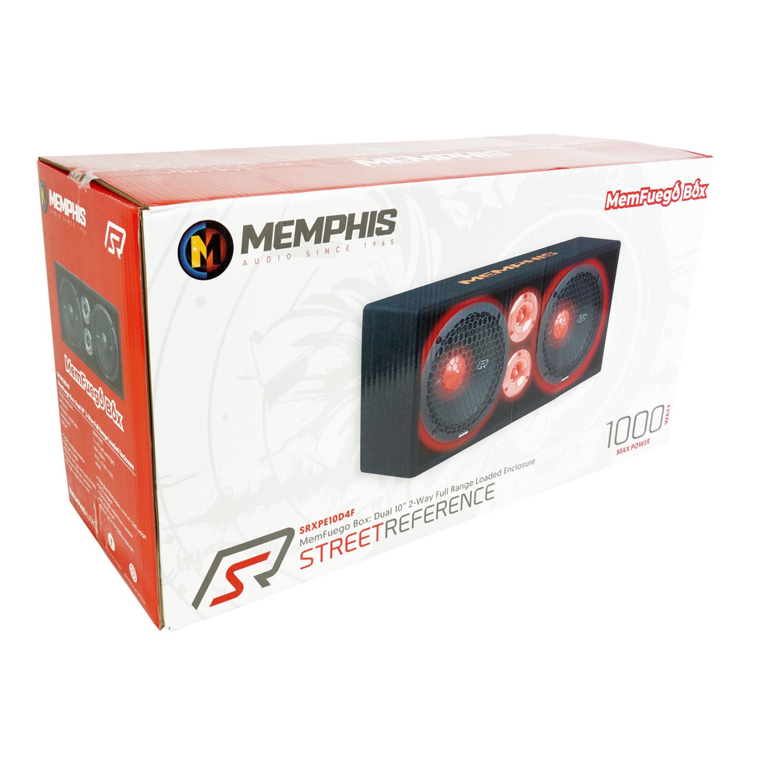 MEMPHIS AUDIO SRXPE10D4F MEMFUEGO BOX WITH DUAL 10” 2WAY FULL RANGE LOADED ENCLOSURE