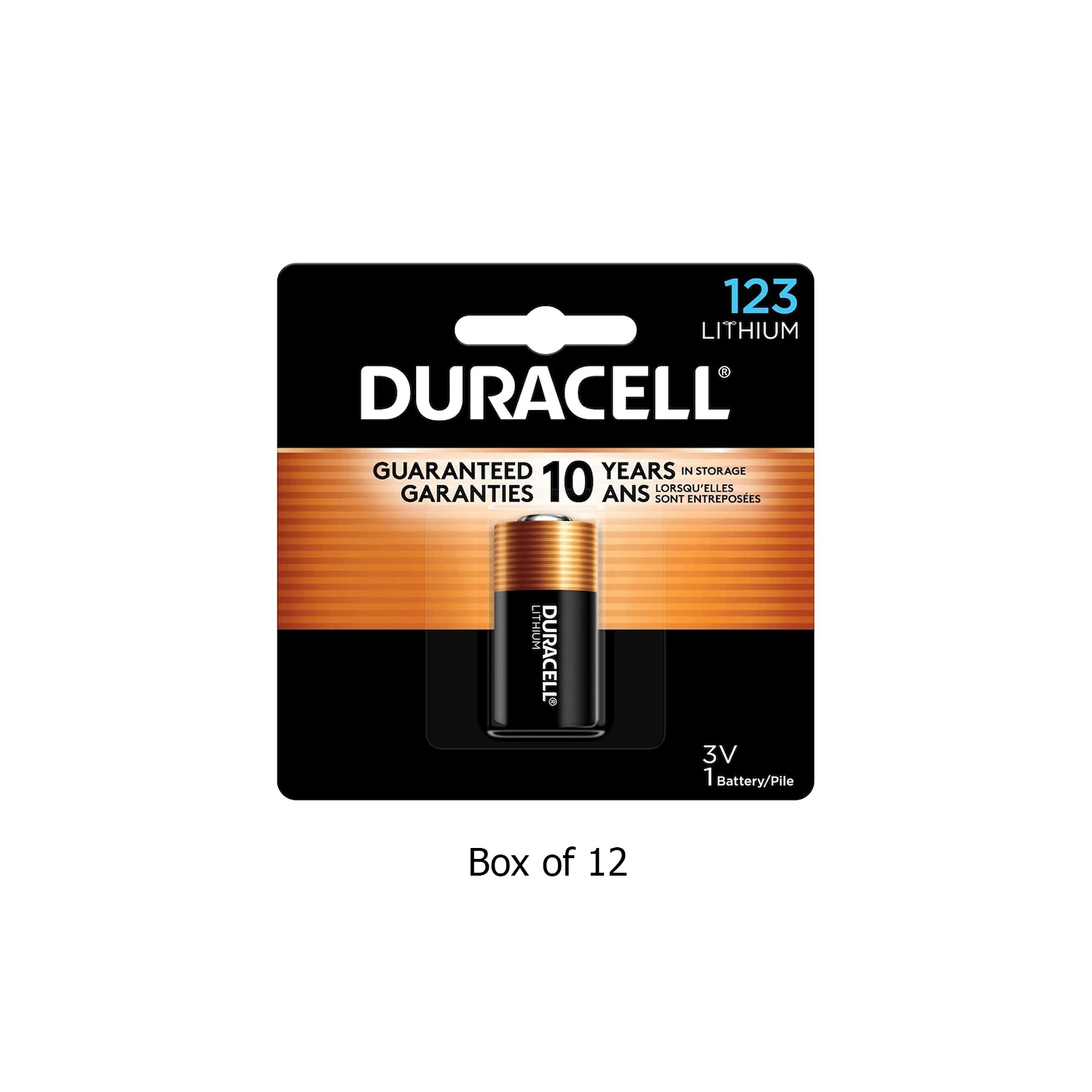 Pile au lithium 3 V Duracell 123&nbsp;A pour appareils photo reflex numériques/123&nbsp;A