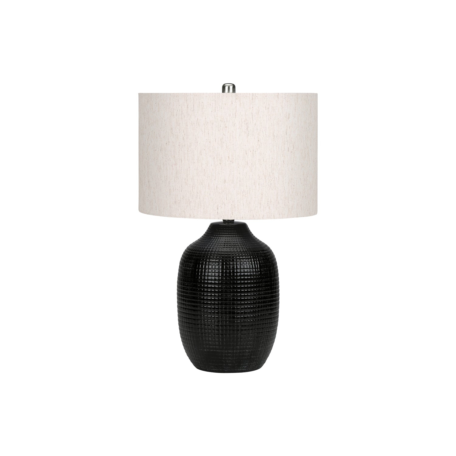 Monarch Specialties I 9705 - Lighting, 26"H, Table Lamp, Black Ceramic, Ivory / Cream Shade, Contemporary, Modern