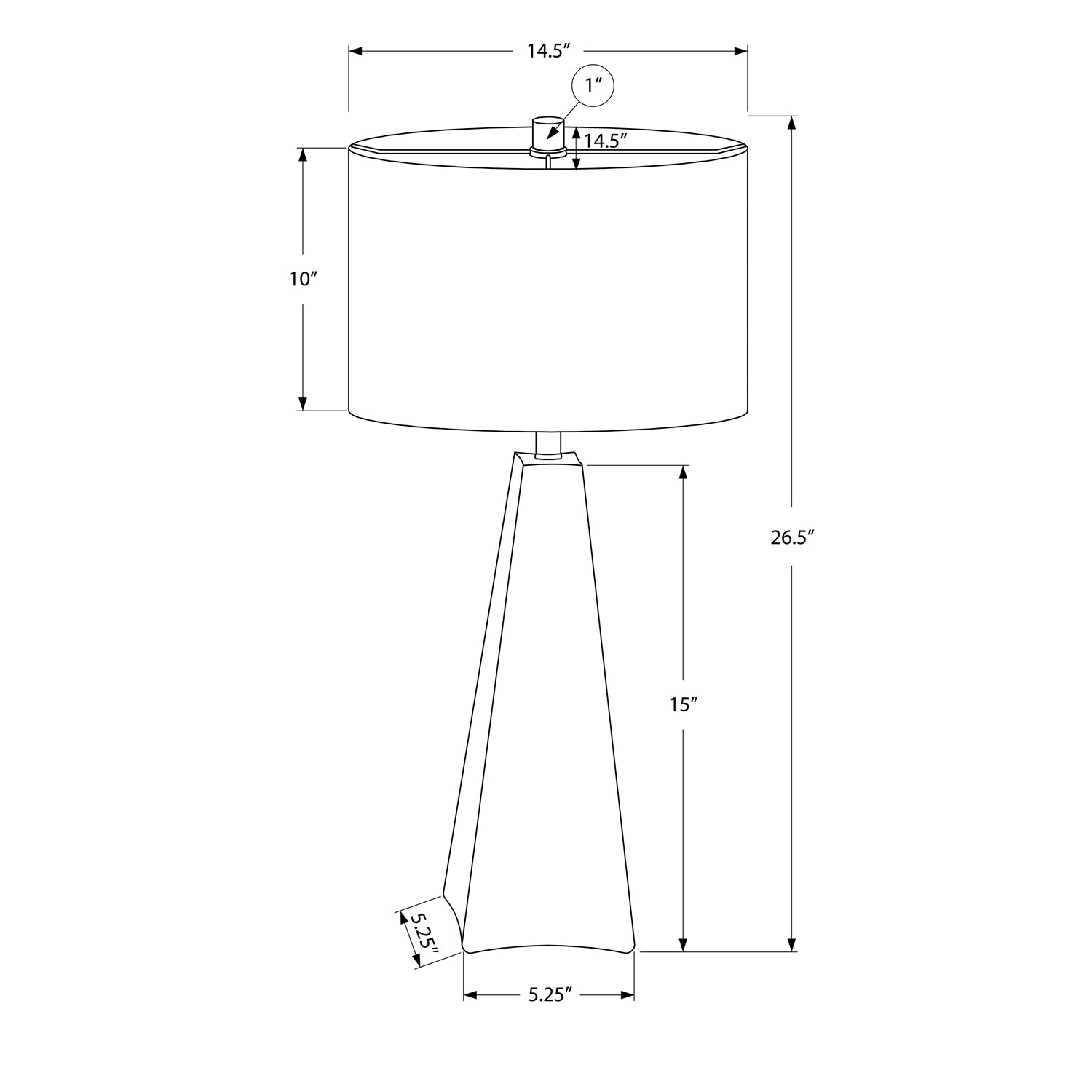 Monarch Specialties I 9726 - Lighting, 27"H, Table Lamp, Black Resin, Beige Shade, Modern