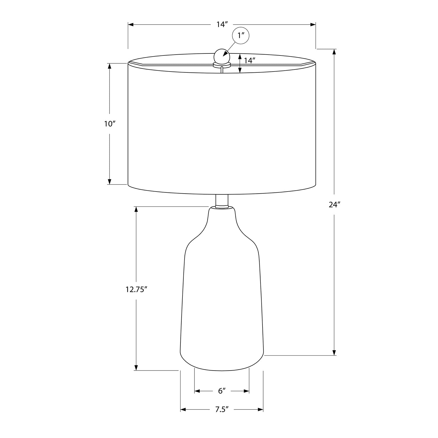 Monarch Specialties I 9703 - éclairage, 24 haut., lampe de table, béton gris, abat-jour beige, contemporain
