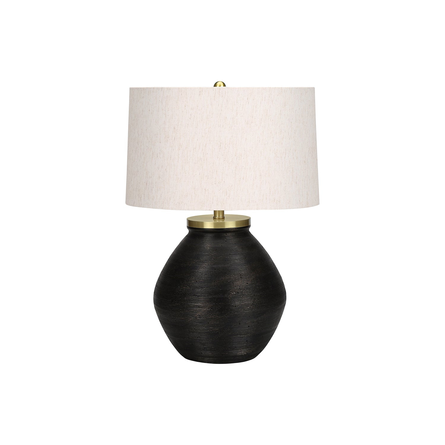 Monarch Specialties I 9715 - Lighting, 25"H, Table Lamp, Black Concrete, Ivory / Cream Shade, Contemporary, Modern