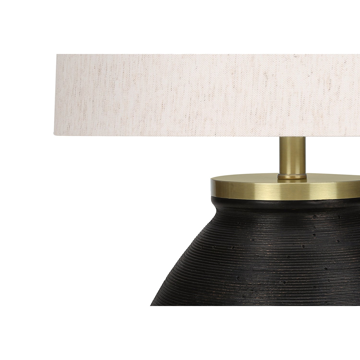 Monarch Specialties I 9715 - Lighting, 25"H, Table Lamp, Black Concrete, Ivory / Cream Shade, Contemporary, Modern