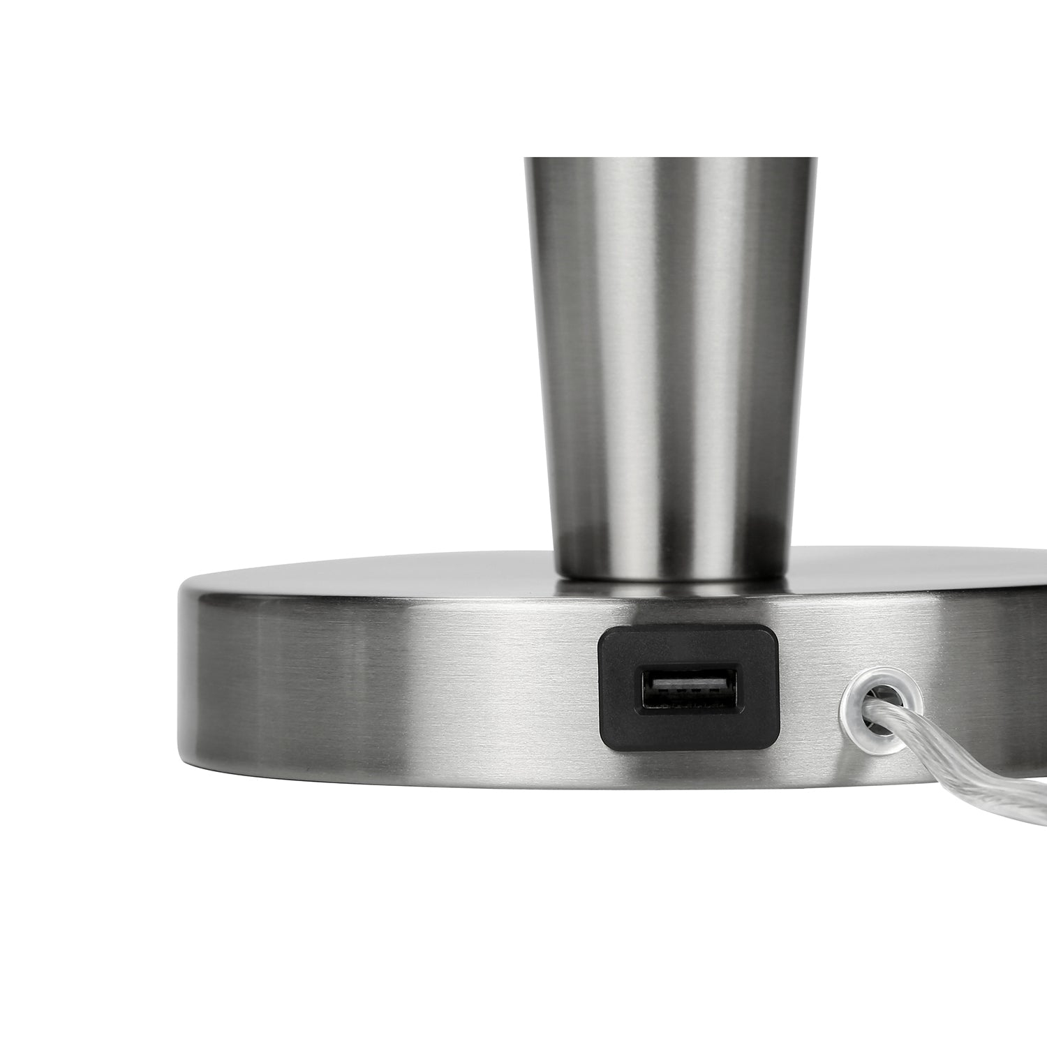 Monarch Specialties I 9642 - Lighting, Set Of 2, 24""H, Table Lamp, Usb Port Included, Nickel Metal, Grey Shade, Contemporary