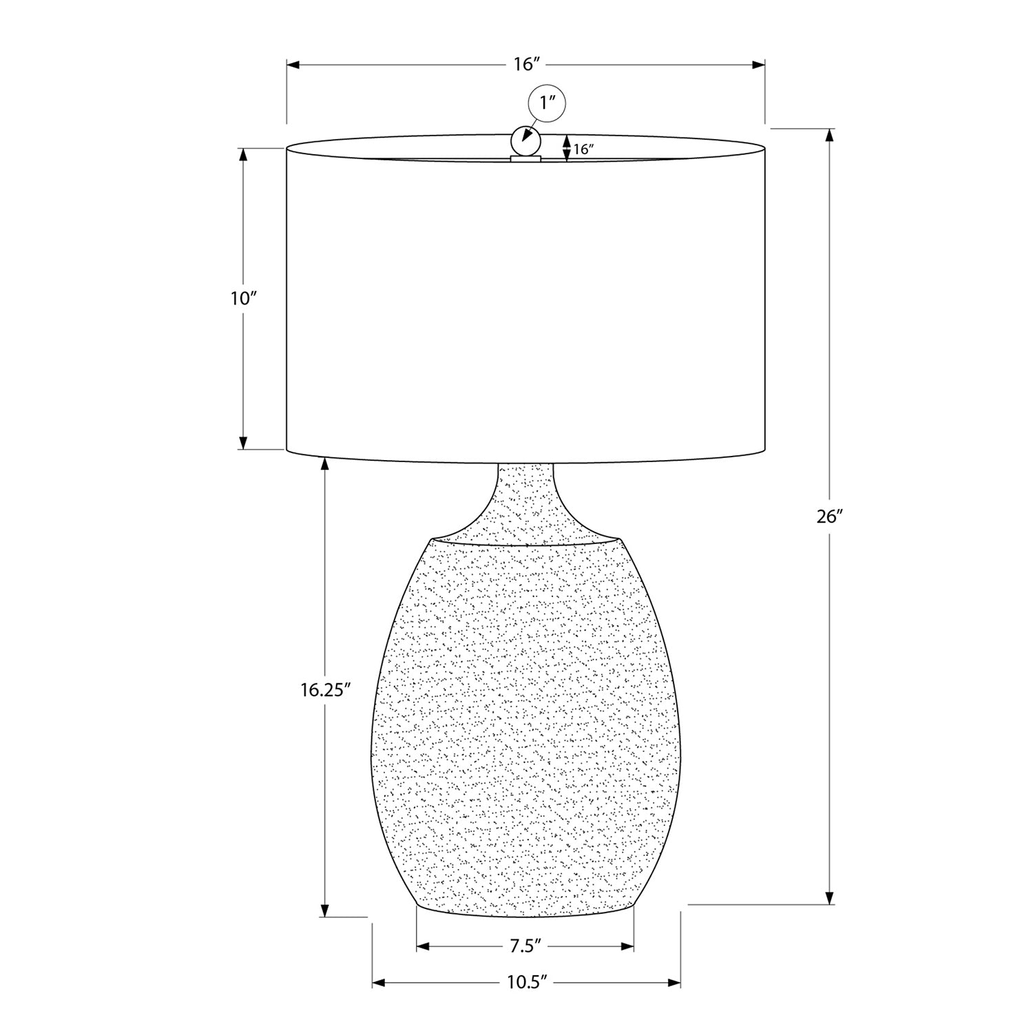 Monarch Specialties I 9609 - Lighting, 26"H, Table Lamp, Ivory / Cream Shade, Cream Resin, Contemporary