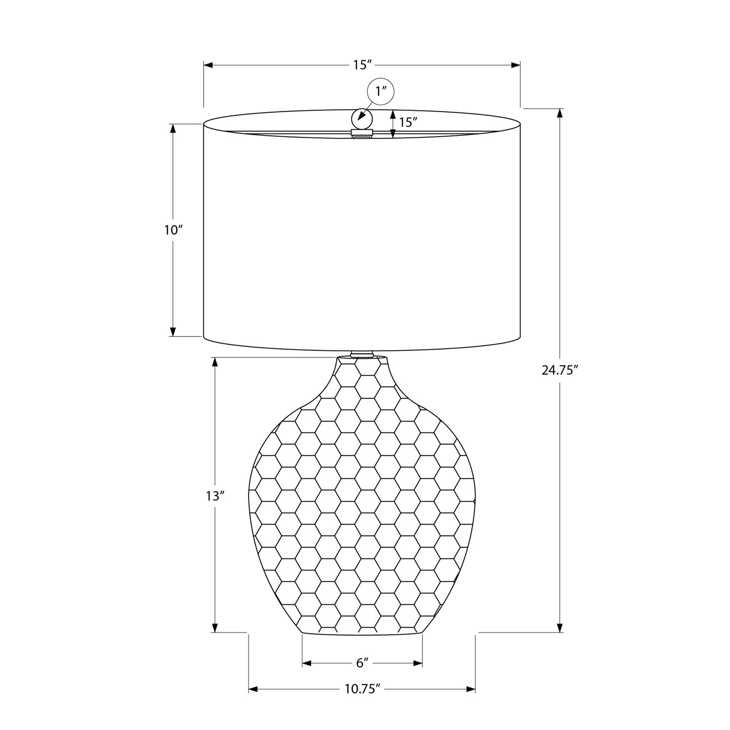 Monarch Specialties – Lampe de table I 9606, éclairage, 25 haut., abat-jour noir, résine brune, contemporain