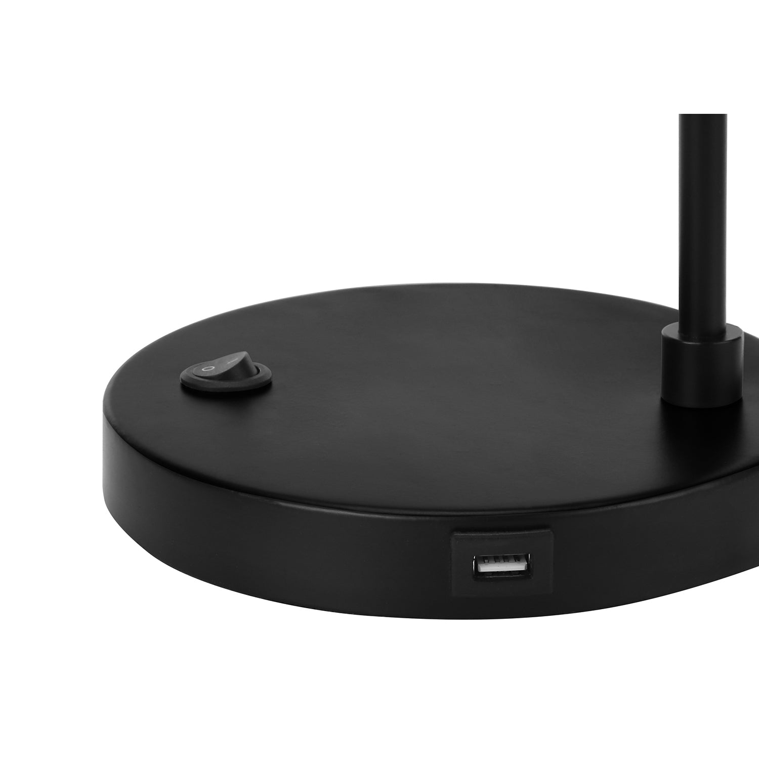 Monarch Specialties I 9647 - éclairage, 21 haut., lampe de table, port USB inclus, métal noir, abat-jour noir, moderne