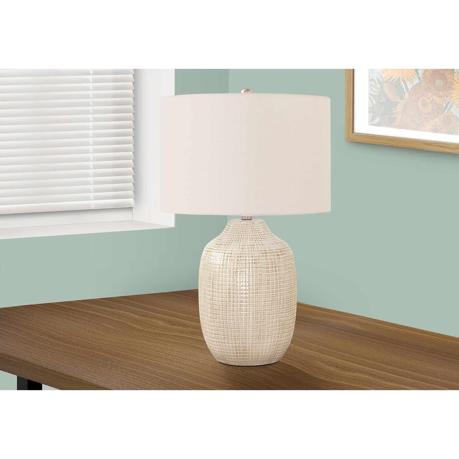 Monarch Specialties I 9704 - Lighting, 26"H, Table Lamp, Cream Ceramic, Ivory / Cream Shade, Contemporary