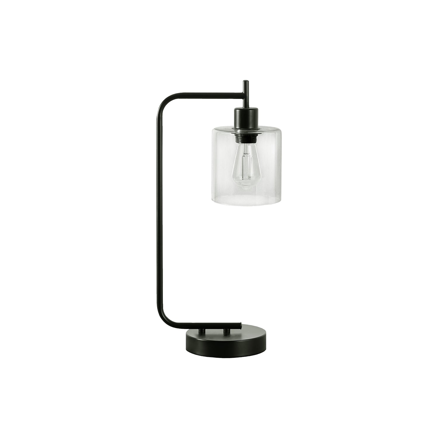 Monarch Specialties I 9637 - éclairage, 20 haut., lampe de table, port USB inclus, métal noir, abat-jour en verre, moderne