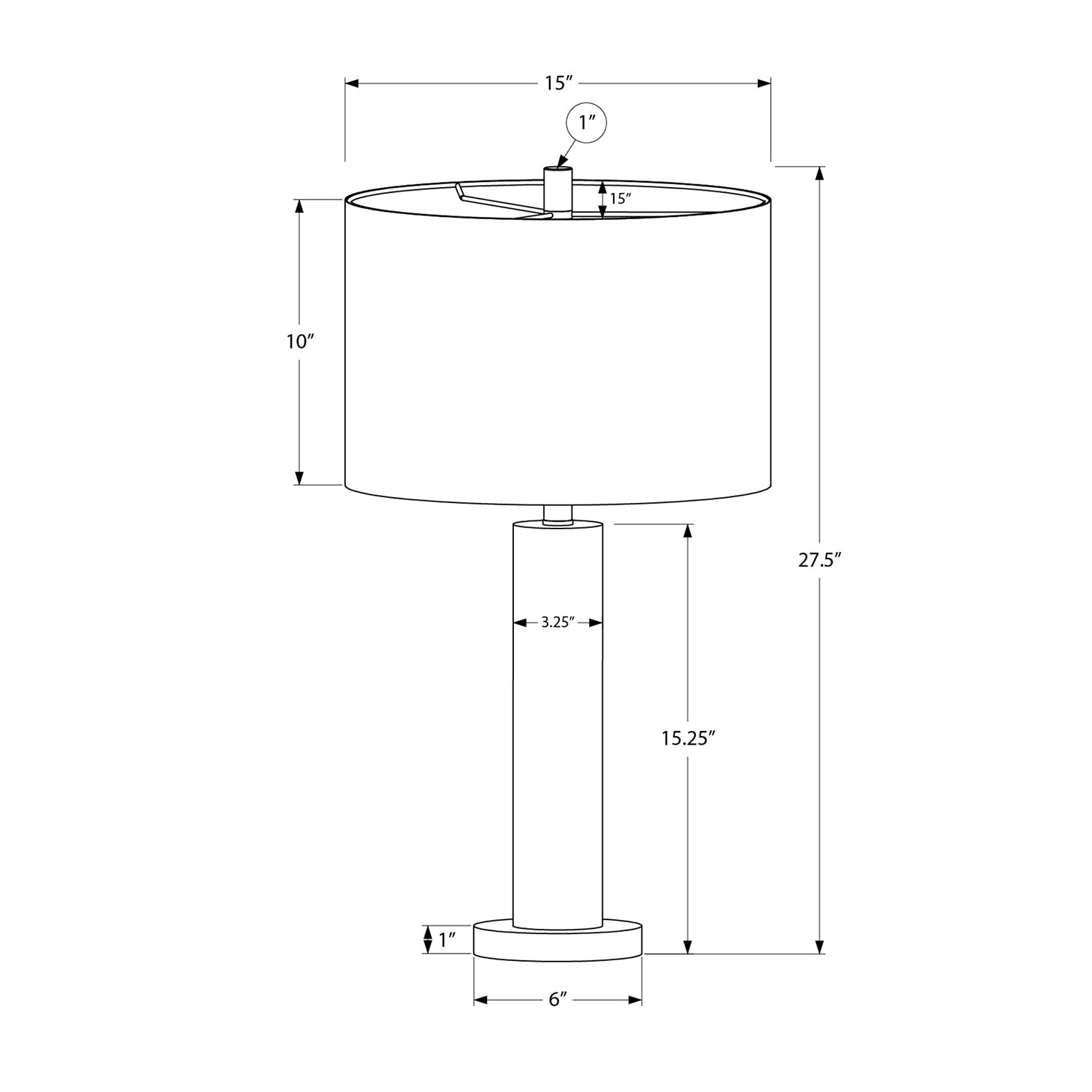 Monarch Specialties I 9657 - Lighting, 28"H, Table Lamp, Nickel Metal, Ivory / Cream Shade, Contemporary