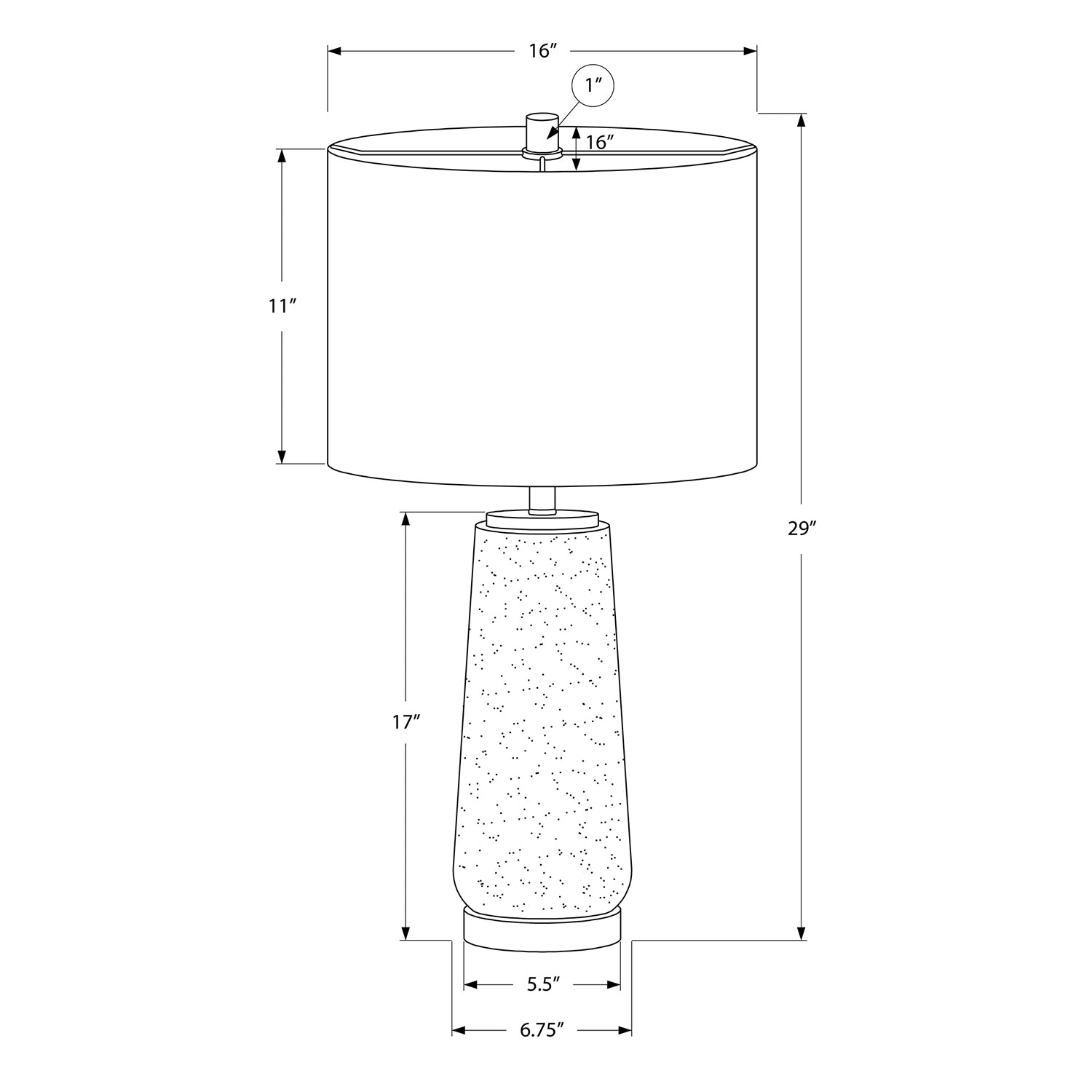 Monarch Specialties I 9712 - Lighting, 29"H, Table Lamp, Grey Resin, Ivory / Cream Shade, Modern