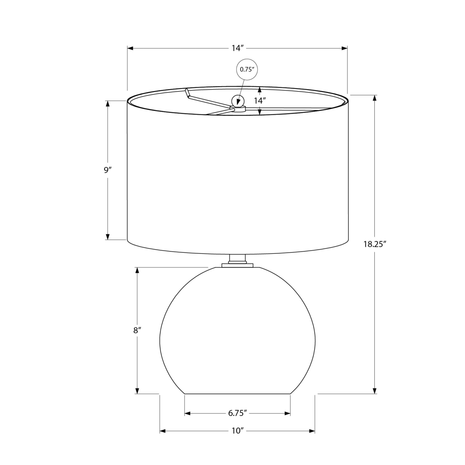 Monarch Specialties I 9630 - Lighting, 18"H, Table Lamp, Ivory / Cream Shade, Cream Ceramic, Contemporary