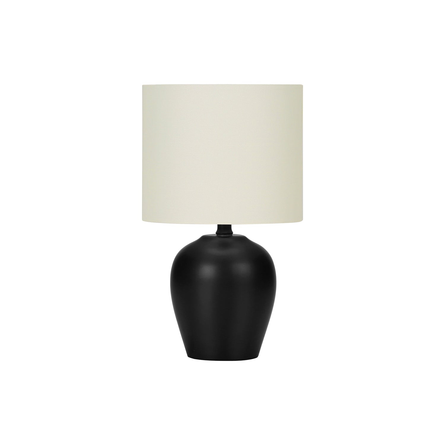 Monarch Specialties I 9738 - Lighting, 17"H, Table Lamp, Black Ceramic, Ivory / Cream Shade, Transitiona