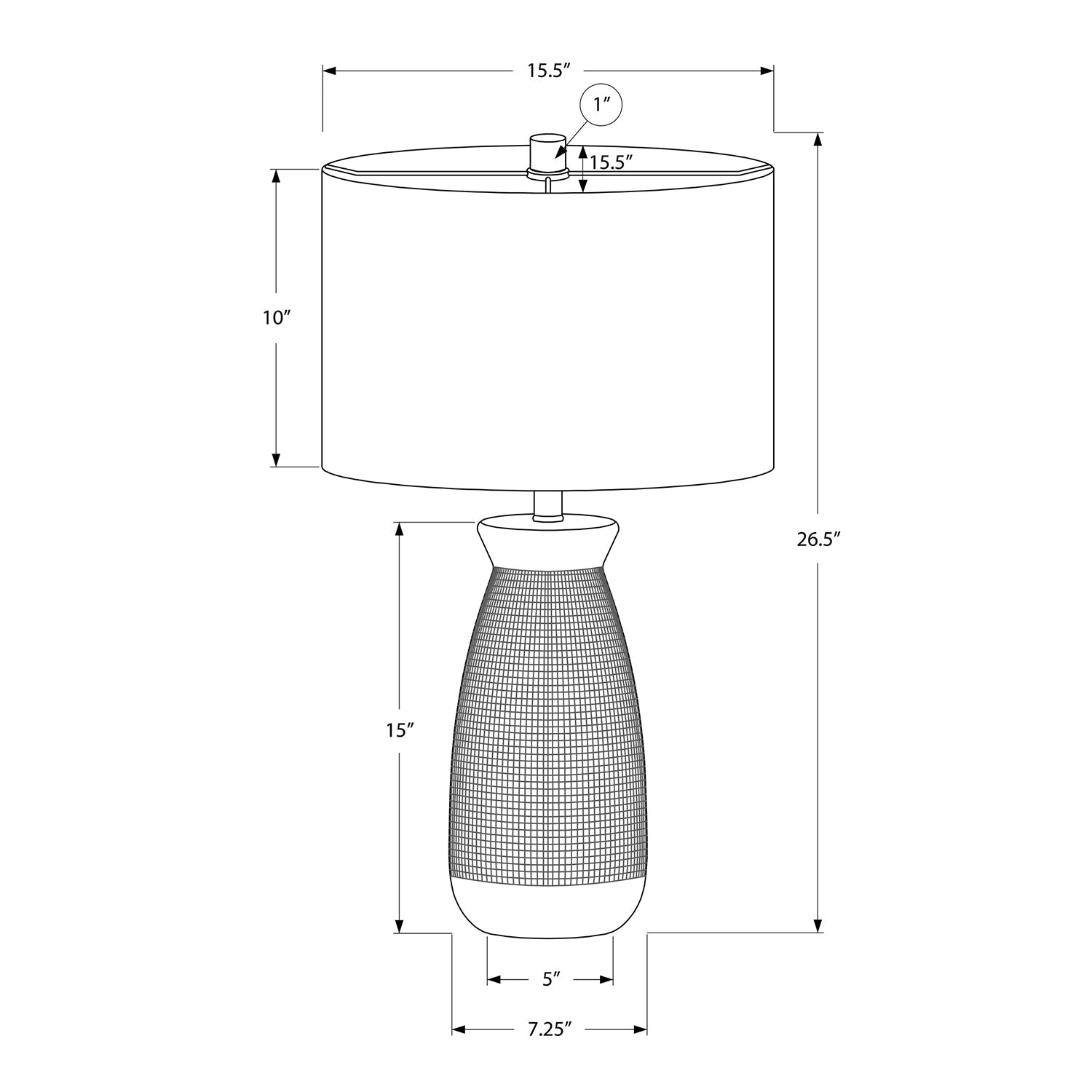 Monarch Specialties I 9724 - Lighting, 27"H, Table Lamp, Cream Ceramic, Beige Shade, Contemporary