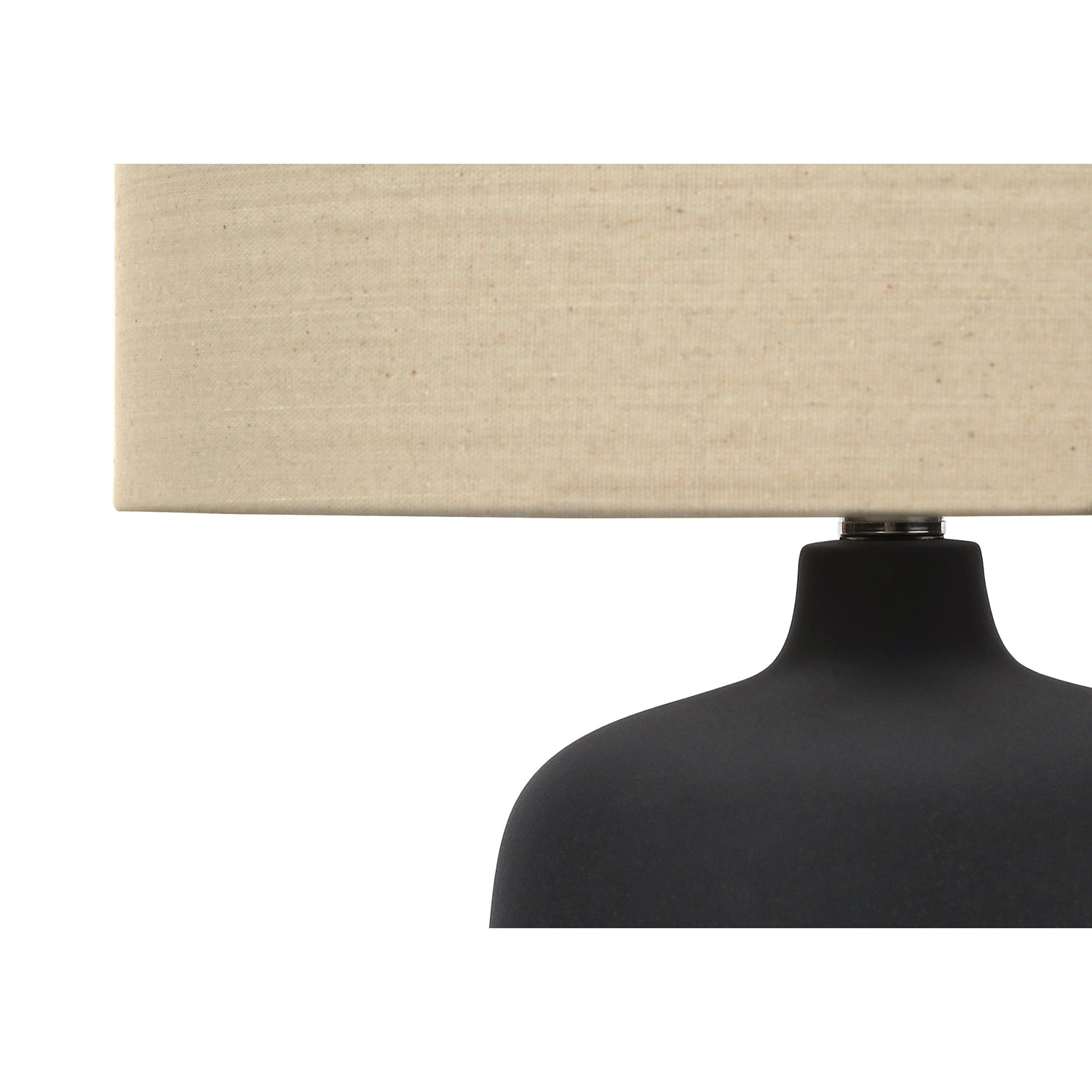 Monarch Specialties I 9635 - Lighting, 24"H, Table Lamp, Black Ceramic, Beige Shade, Contemporary