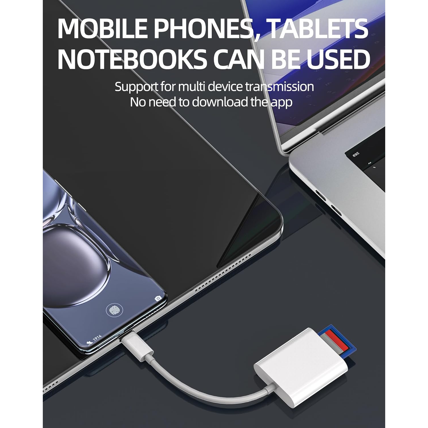 USB C to Micro SD and SD TF Memory Card Reader Adapter Universal Compatibility Compatible with Samsung, Google, Cell Phones with USB C input, Pad