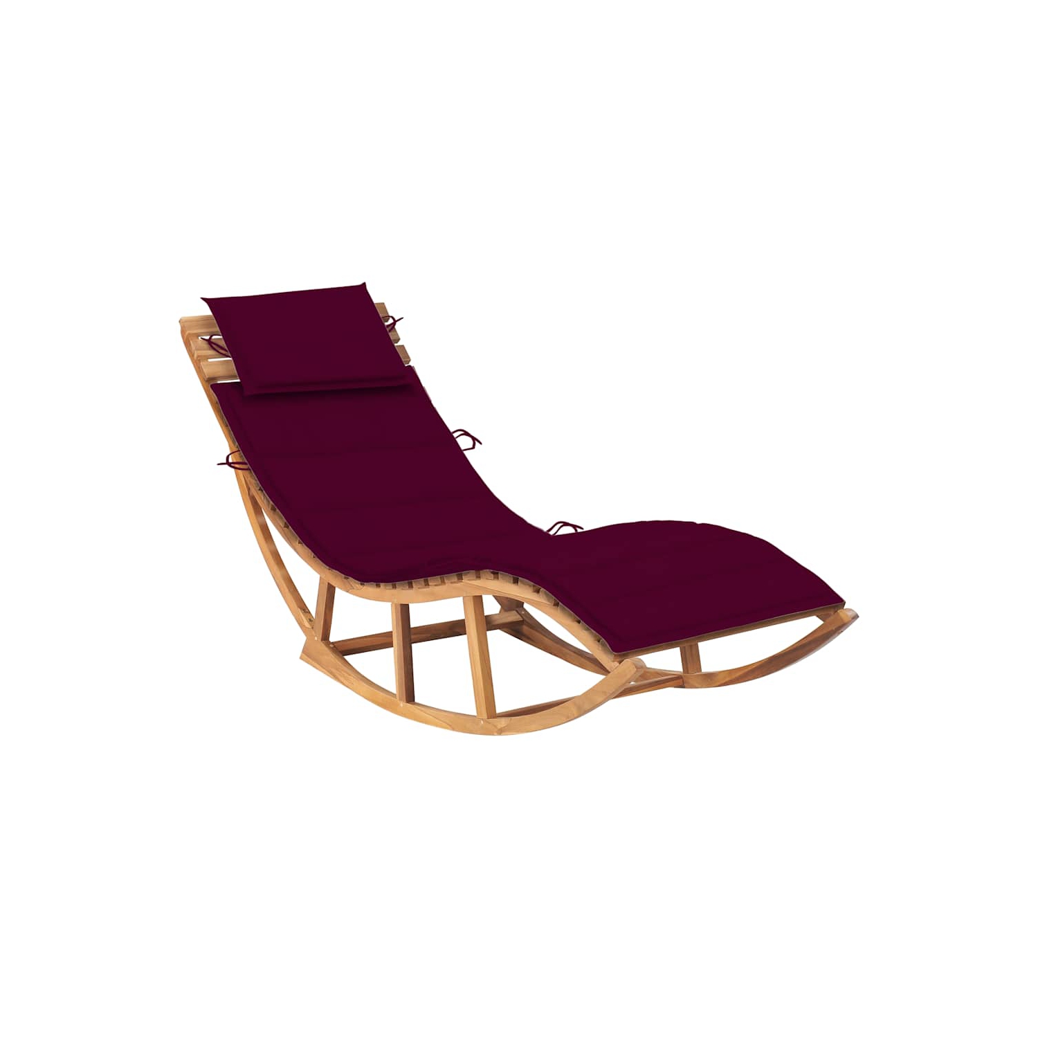 Chaise longue berçante avec coussin en teck massif de vidaXL