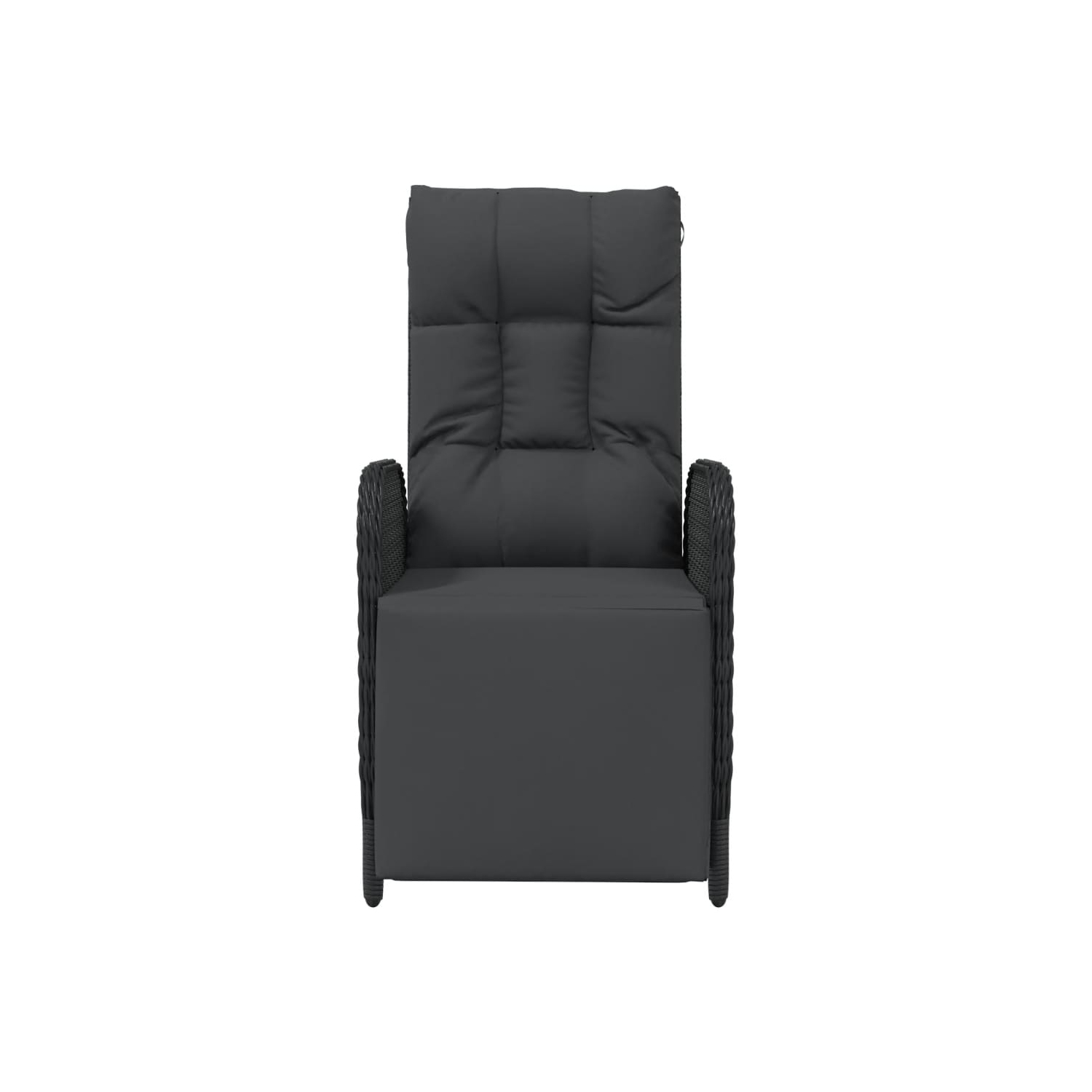 Chaises inclinables d'extérieur vidaXL avec coussins, 2 pièces en poly rotin noir