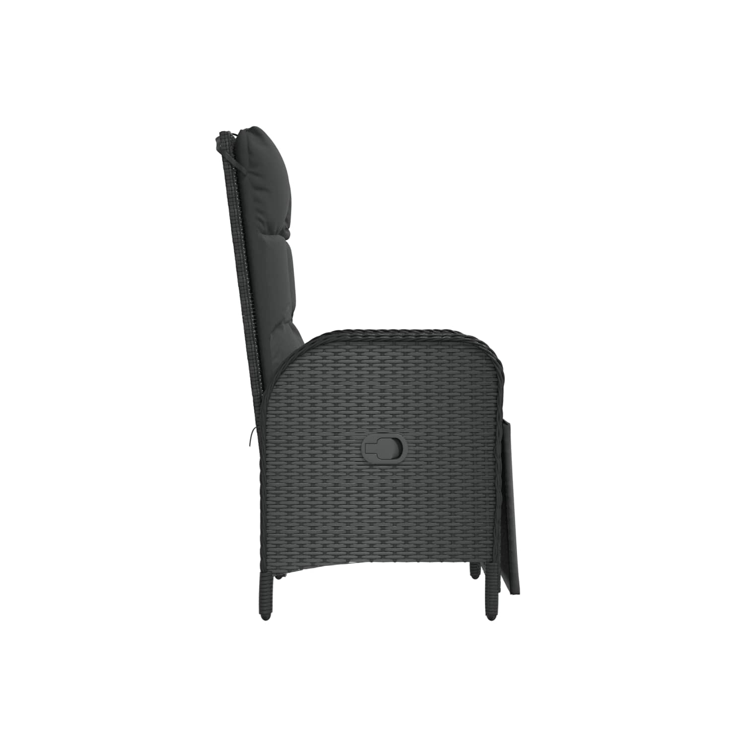 Chaises inclinables d'extérieur vidaXL avec coussins, 2 pièces en poly rotin noir