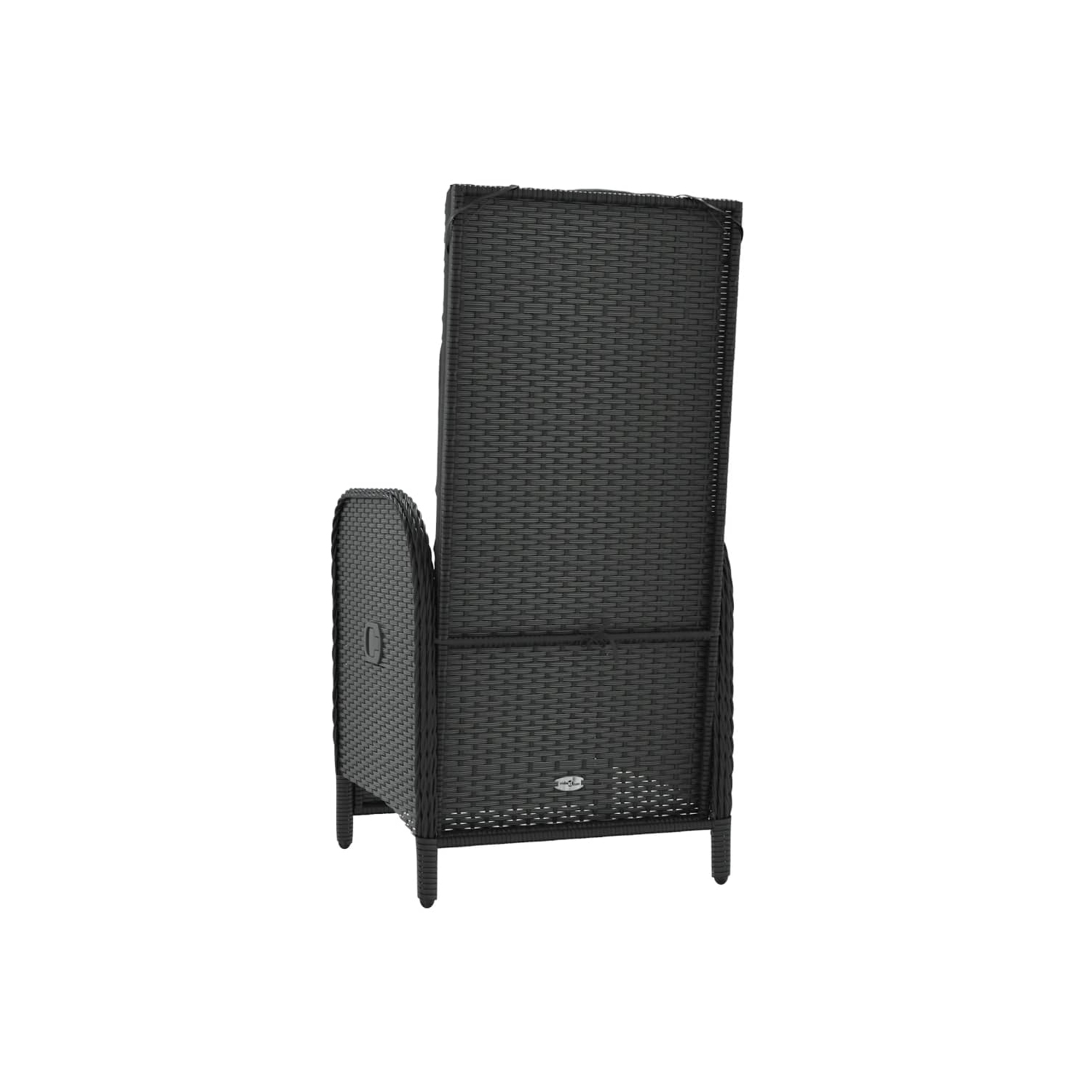 Chaises inclinables d'extérieur vidaXL avec coussins, 2 pièces en poly rotin noir