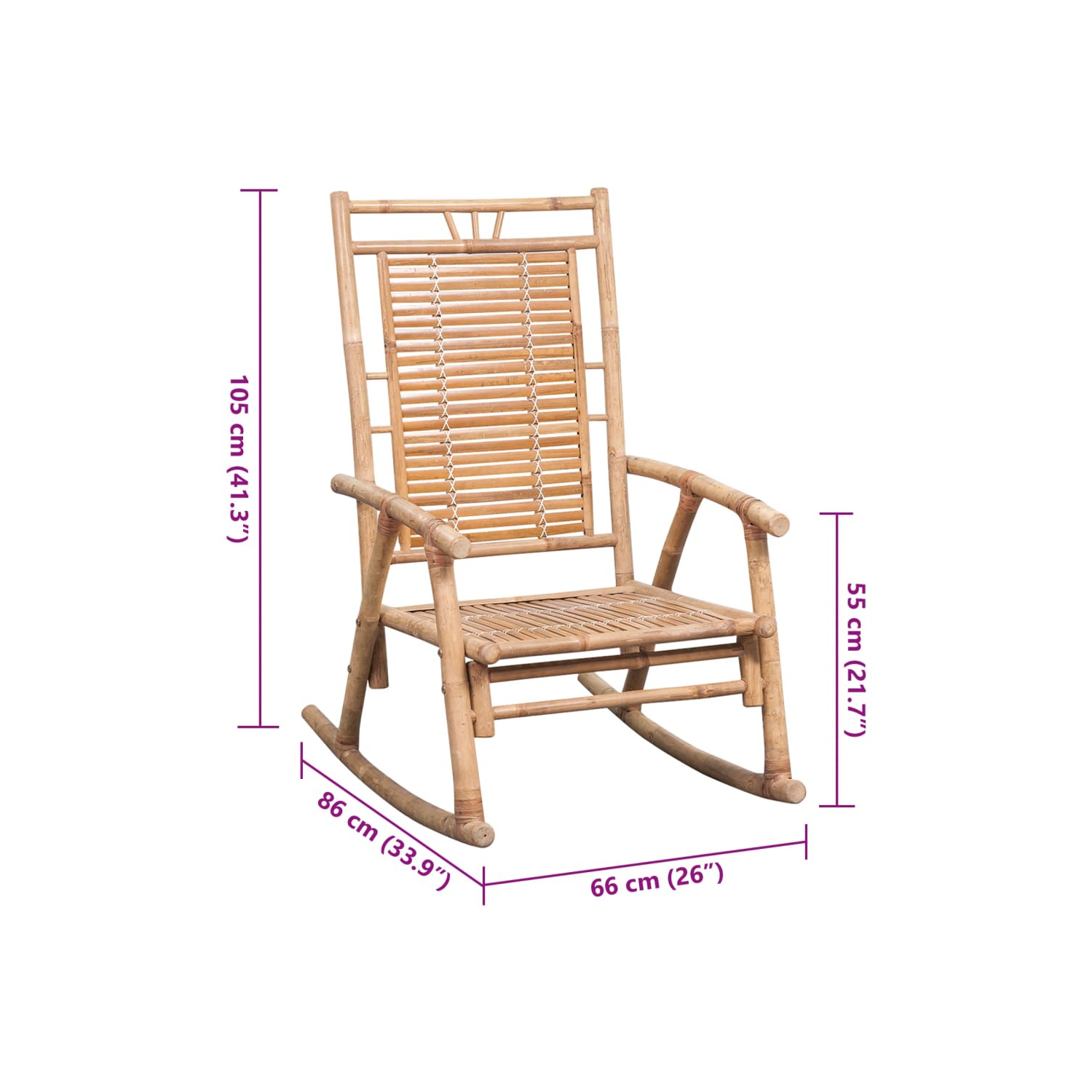 Chaise berçante avec coussin en bambou vidaXL