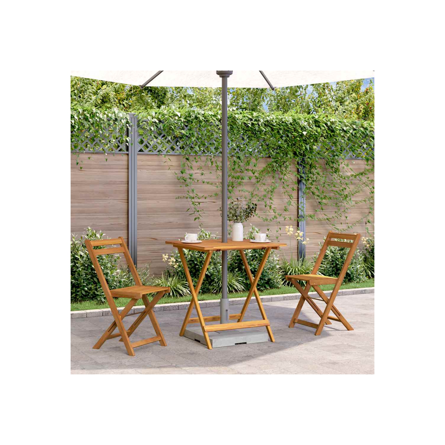 Table de jardin pliante vidaXL, table d'appoint ronde, résistante aux intempéries, bois massif, 27,6 x 27 5 x 6,29&nbsp;po