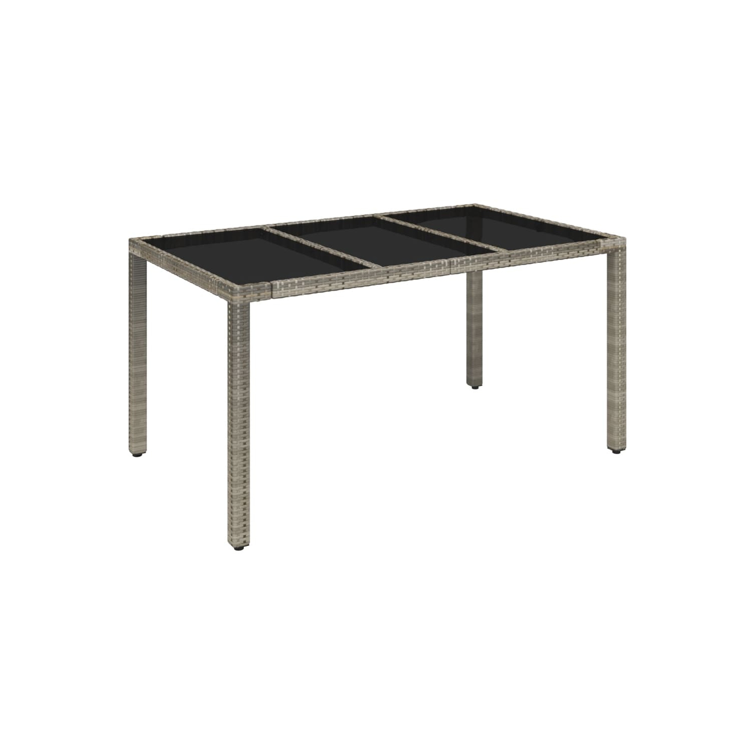 vidaXL Garden Table with Glass Top Grey 150x90x75 cm Poly Rattan