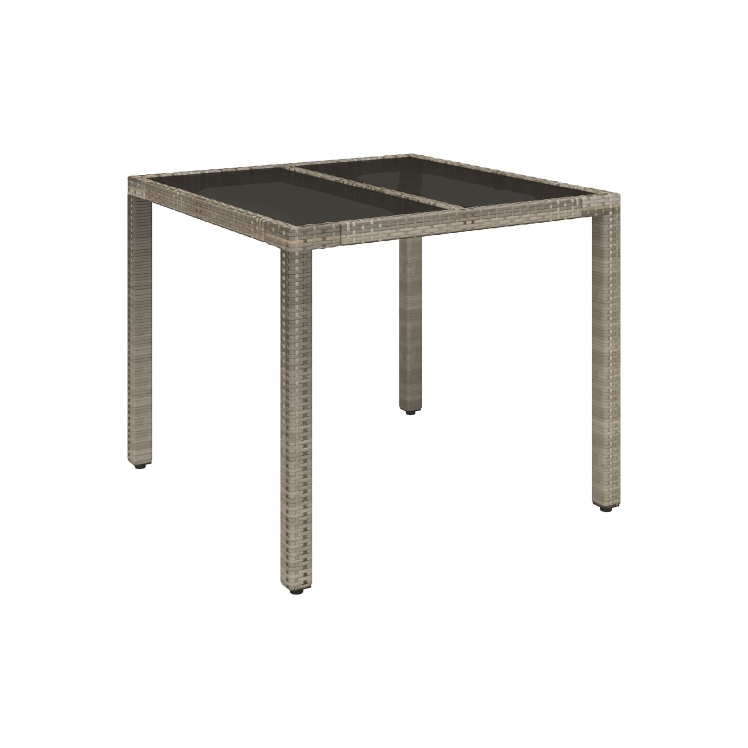 vidaXL Garden Table with Glass Top Grey 90x90x75 cm Poly Rattan
