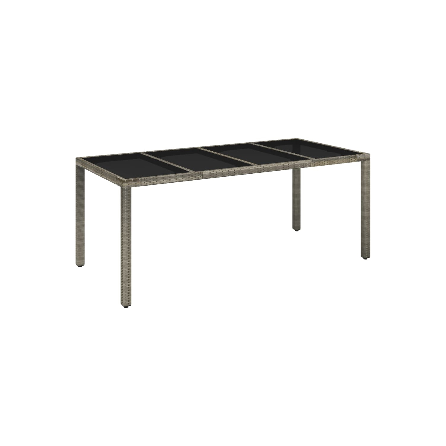 vidaXL Garden Table with Glass Top Grey 190x90x75 cm Poly Rattan