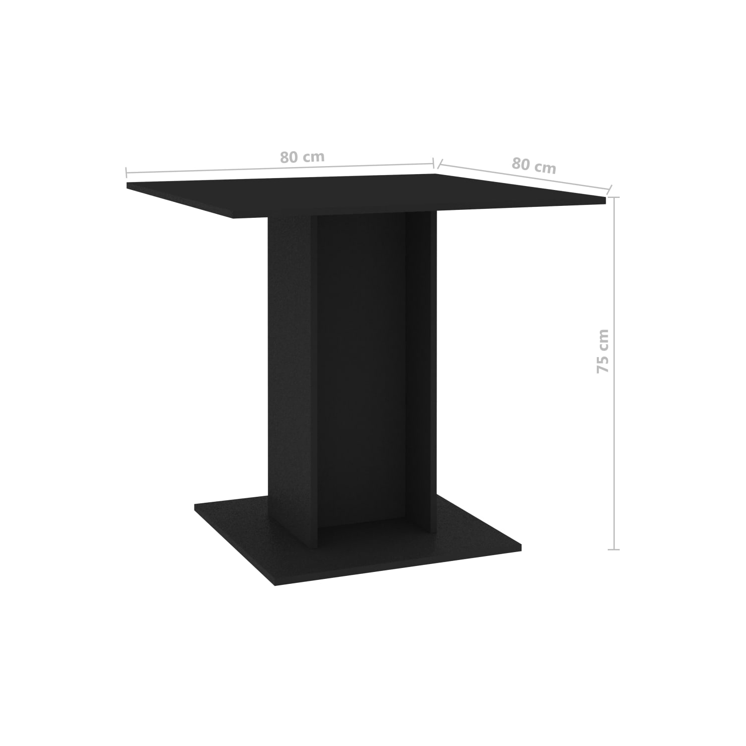 vidaXL Dining Table Black 31.5"x31.5"x29.5" Chipboard