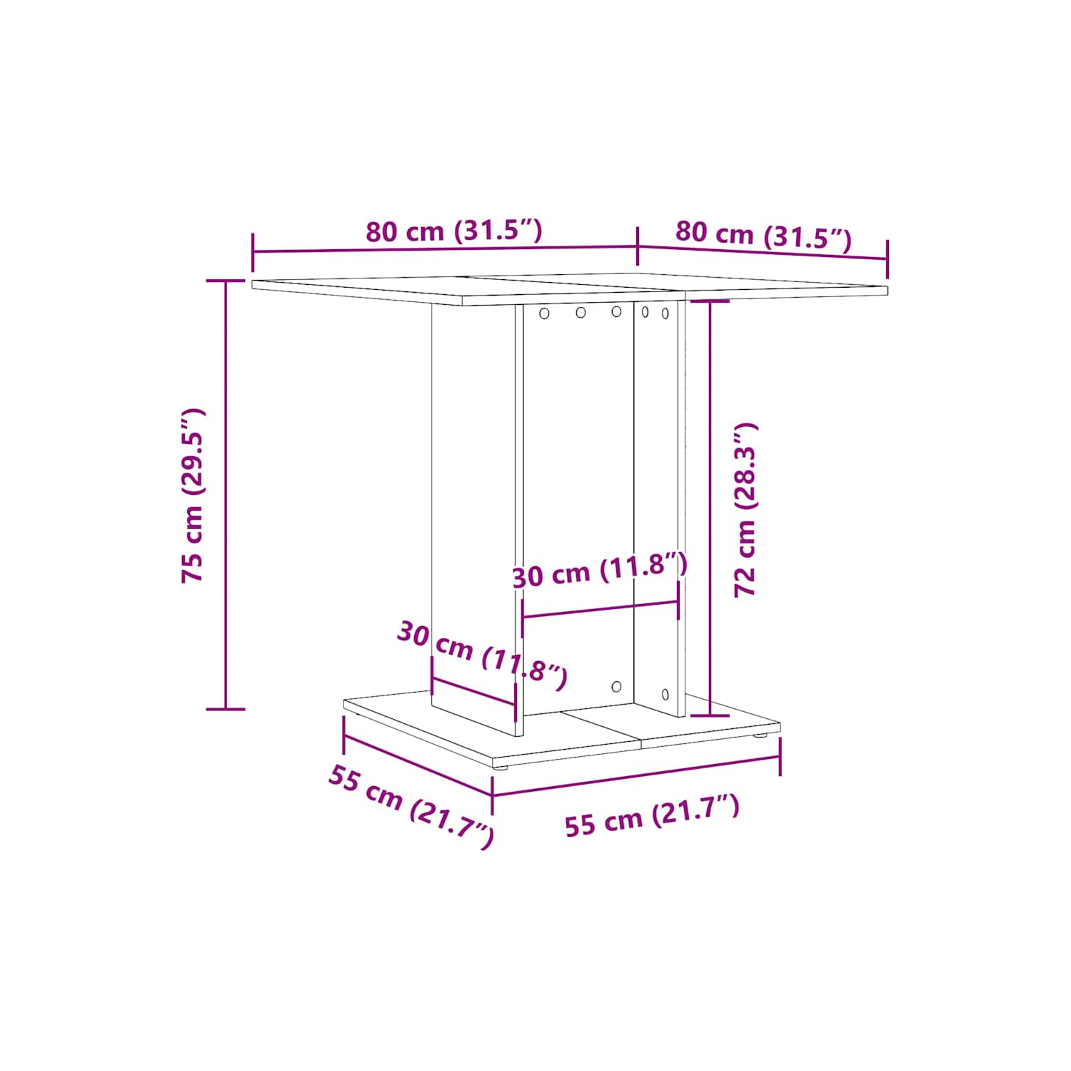 vidaXL Dining Table White 80x80x75 cm Engineered Wood