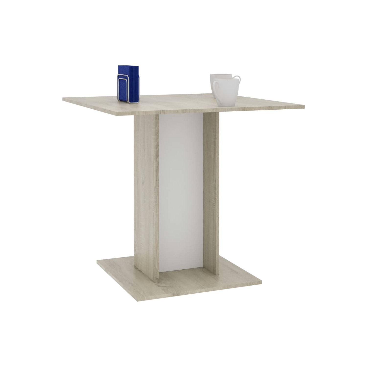vidaXL Dining Table White and Sonoma Oak 31.5"x31.5"x29.5" Chipboard