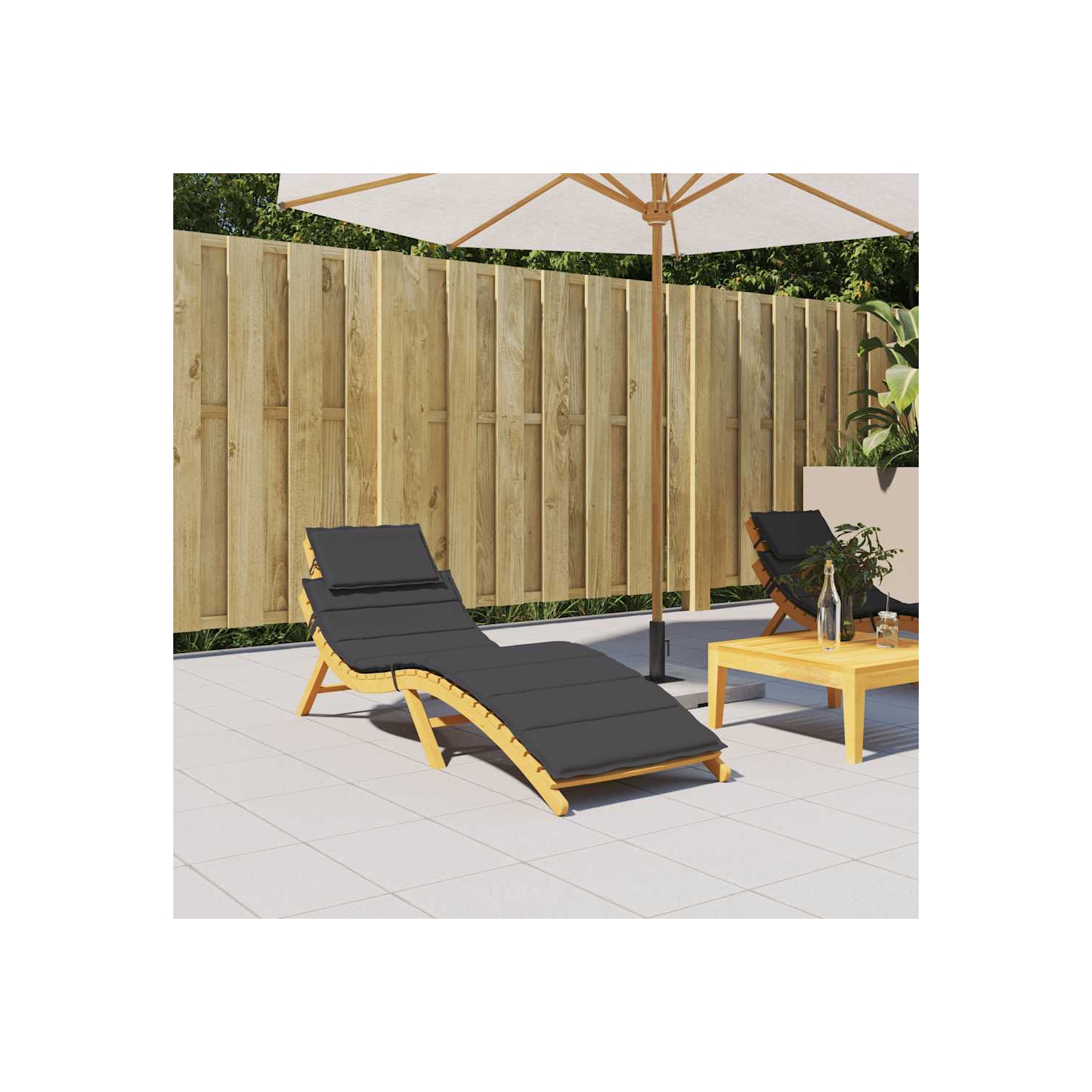 vidaXL Sun Lounger Cushion Black 186x58x4cm Oxford Fabric
