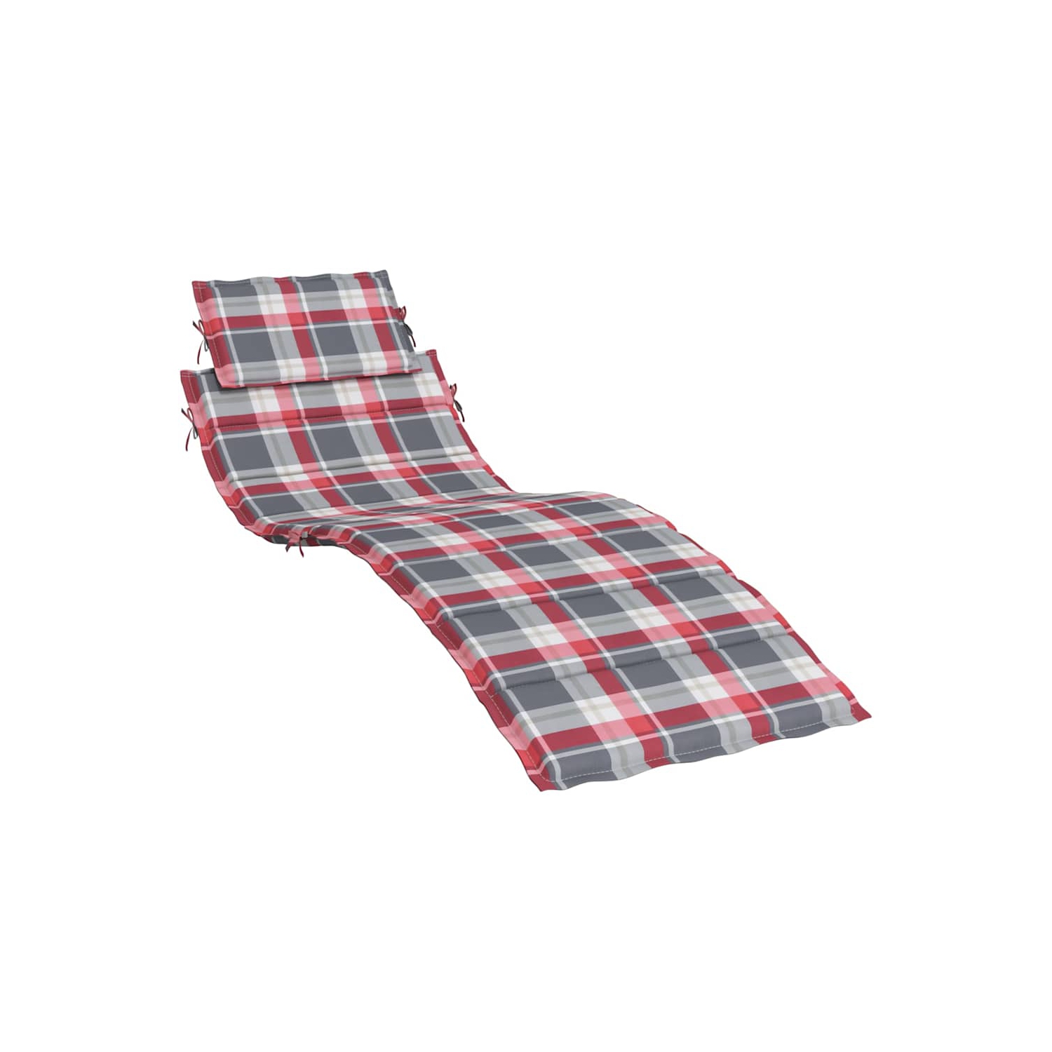 vidaXL Sun Lounger Cushion Red Check Pattern 186x58x4cm Oxford Fabric