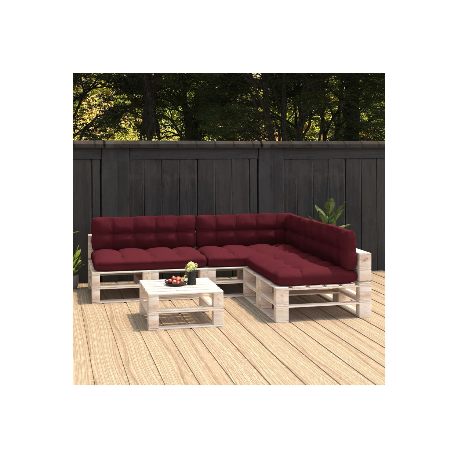 vidaXL Pallet Sofa Cushions 7 pcs Wine Red